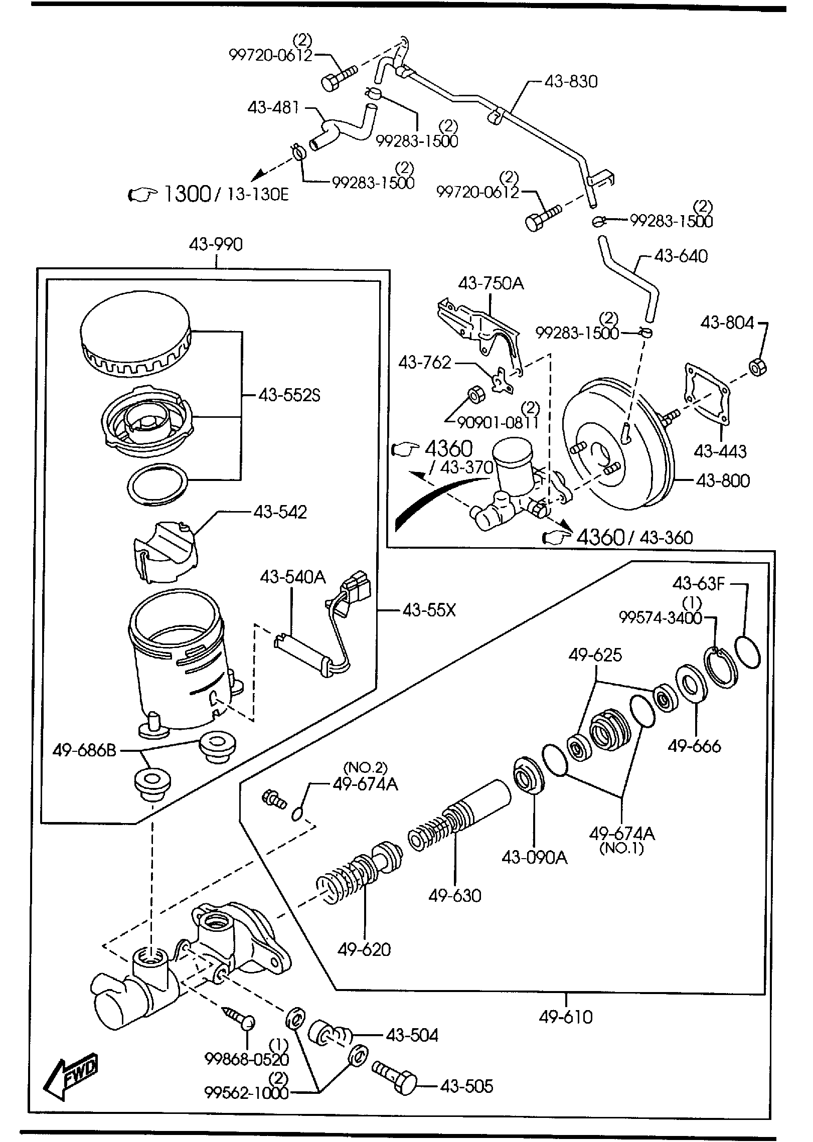 Diagram BRAKE MASTER CYLINDER & POWER BRAKE (W/ANTILOCK BRAKE) for your 2005 Mazda MX-5 Miata   