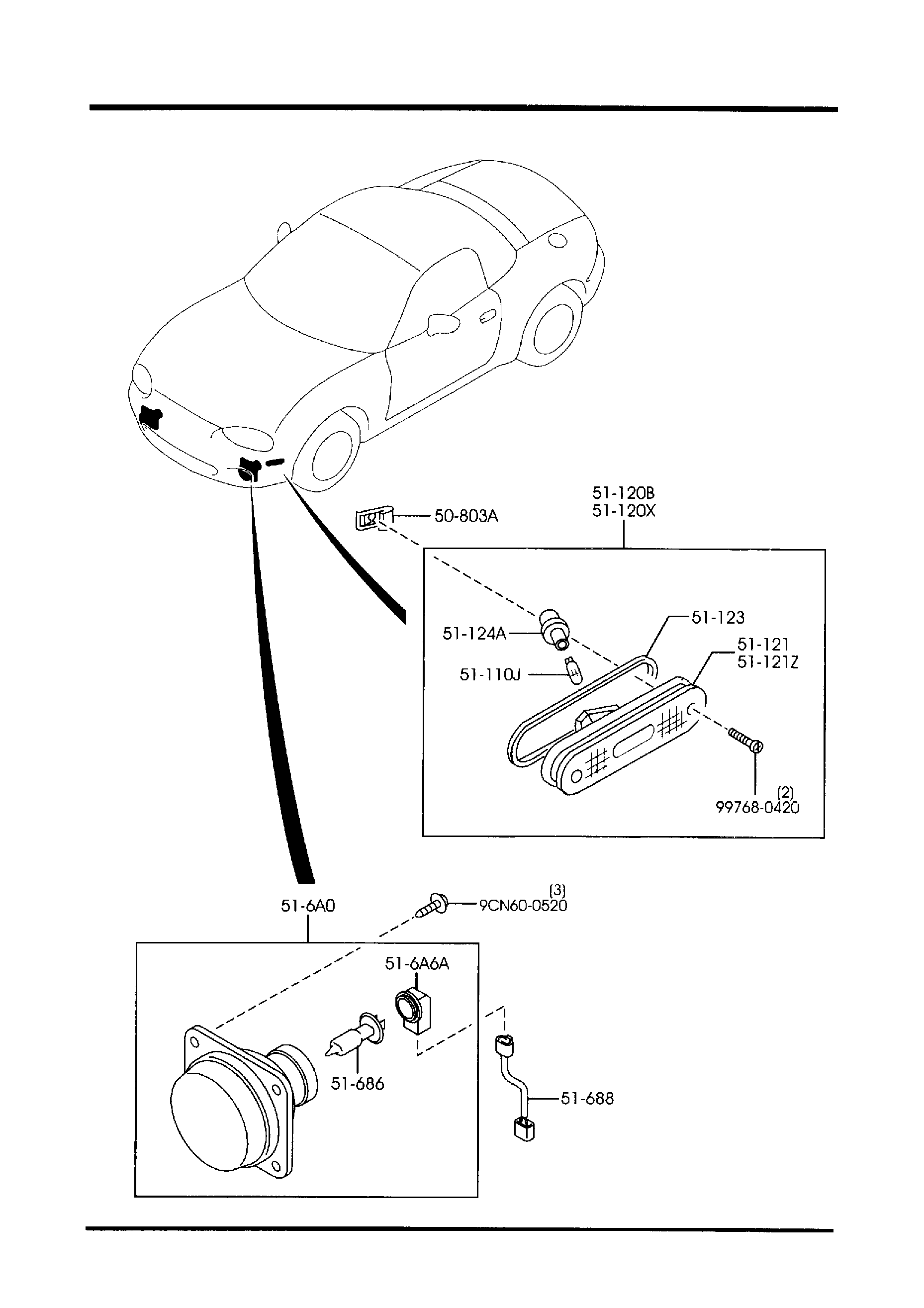 Diagram FRONT COMBINATION LAMPS for your Mazda