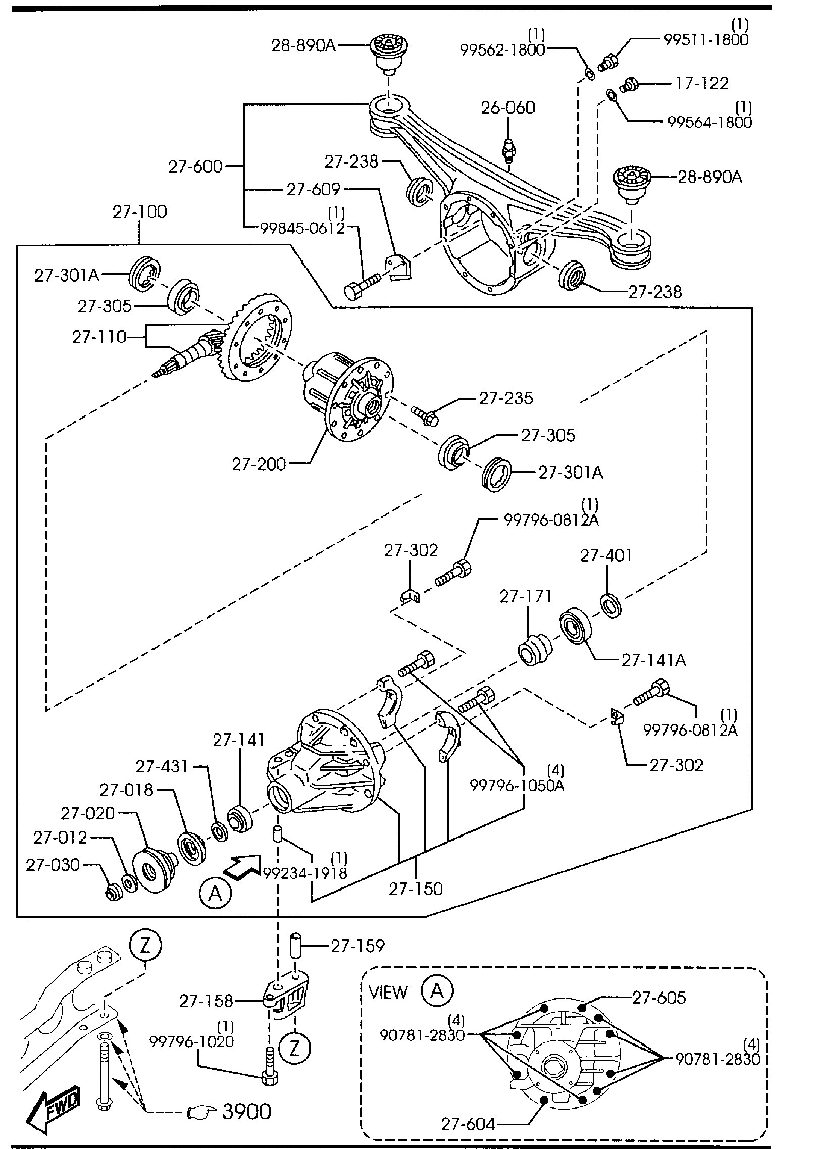 Diagram REAR DIFFERENTIALS (LIMITED SLIP DIFF.) for your Mazda