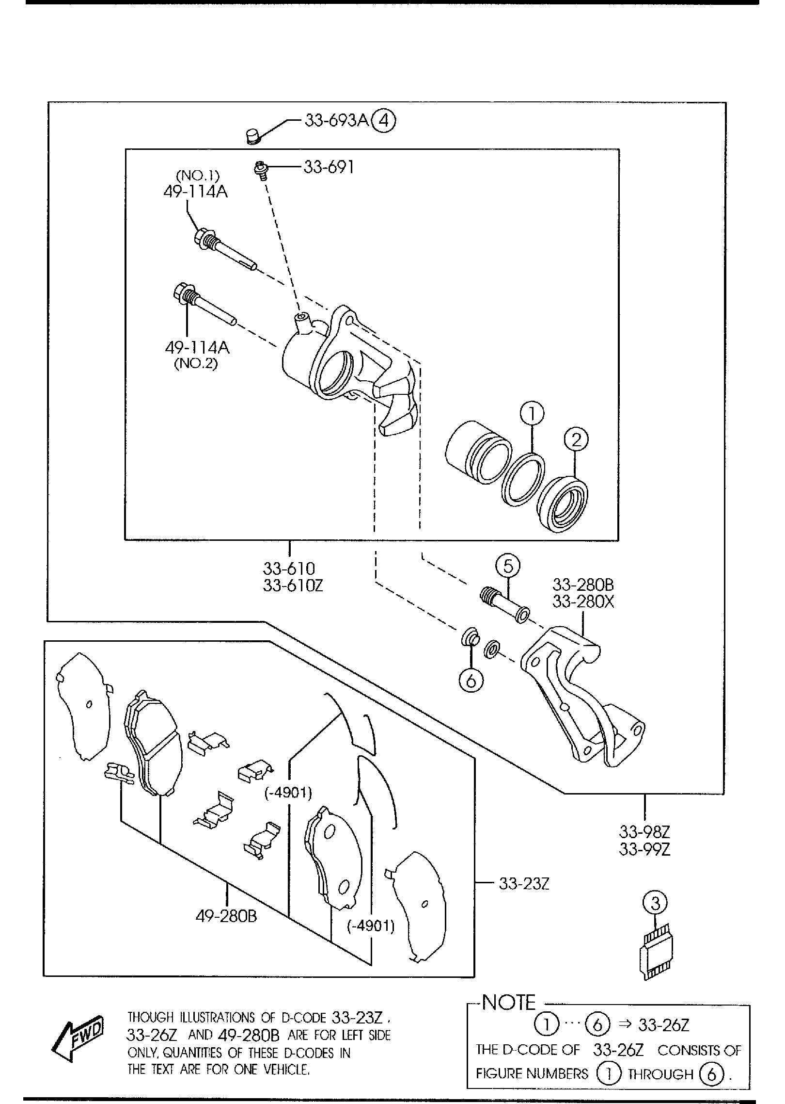 Diagram FRONT BRAKE MECHANISMS (NORMAL SUSPENSION) for your 2005 Mazda MX-5 Miata   