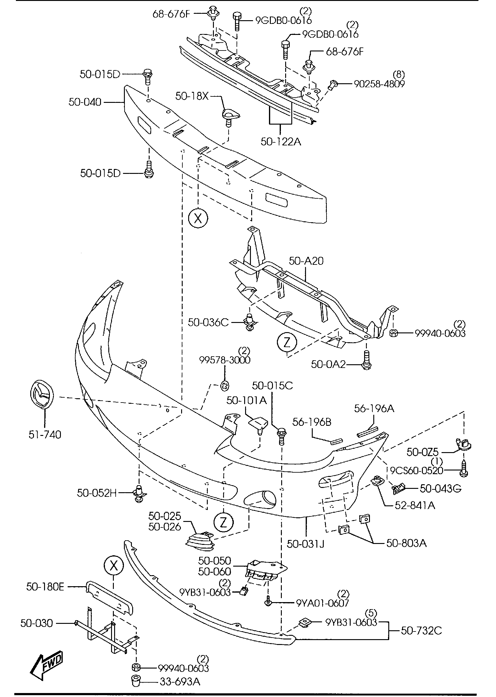 Diagram FRONT BUMPER for your 2012 Mazda MX-5 Miata   