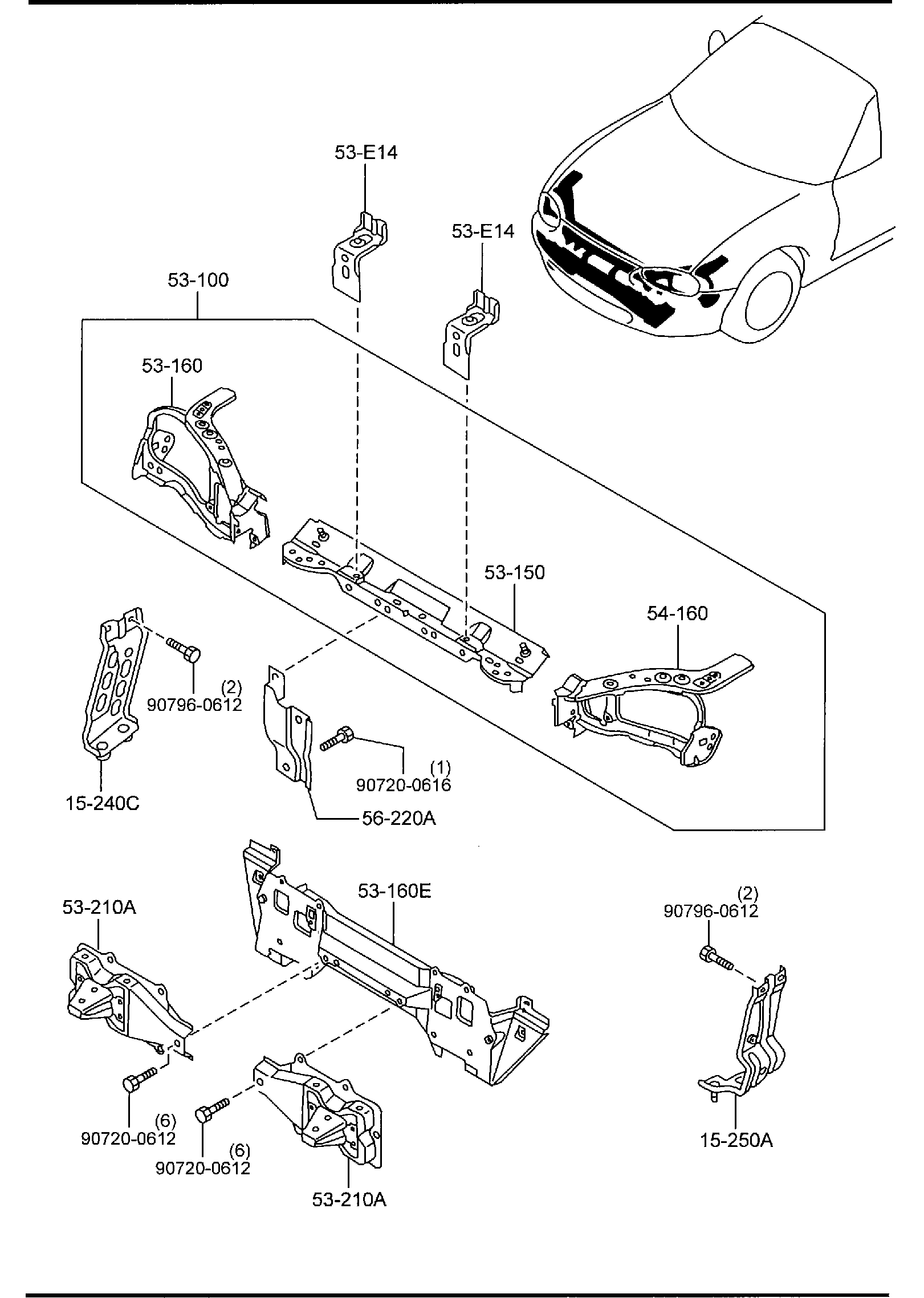 Diagram FRONT PANELS for your 2001 Mazda B4000   