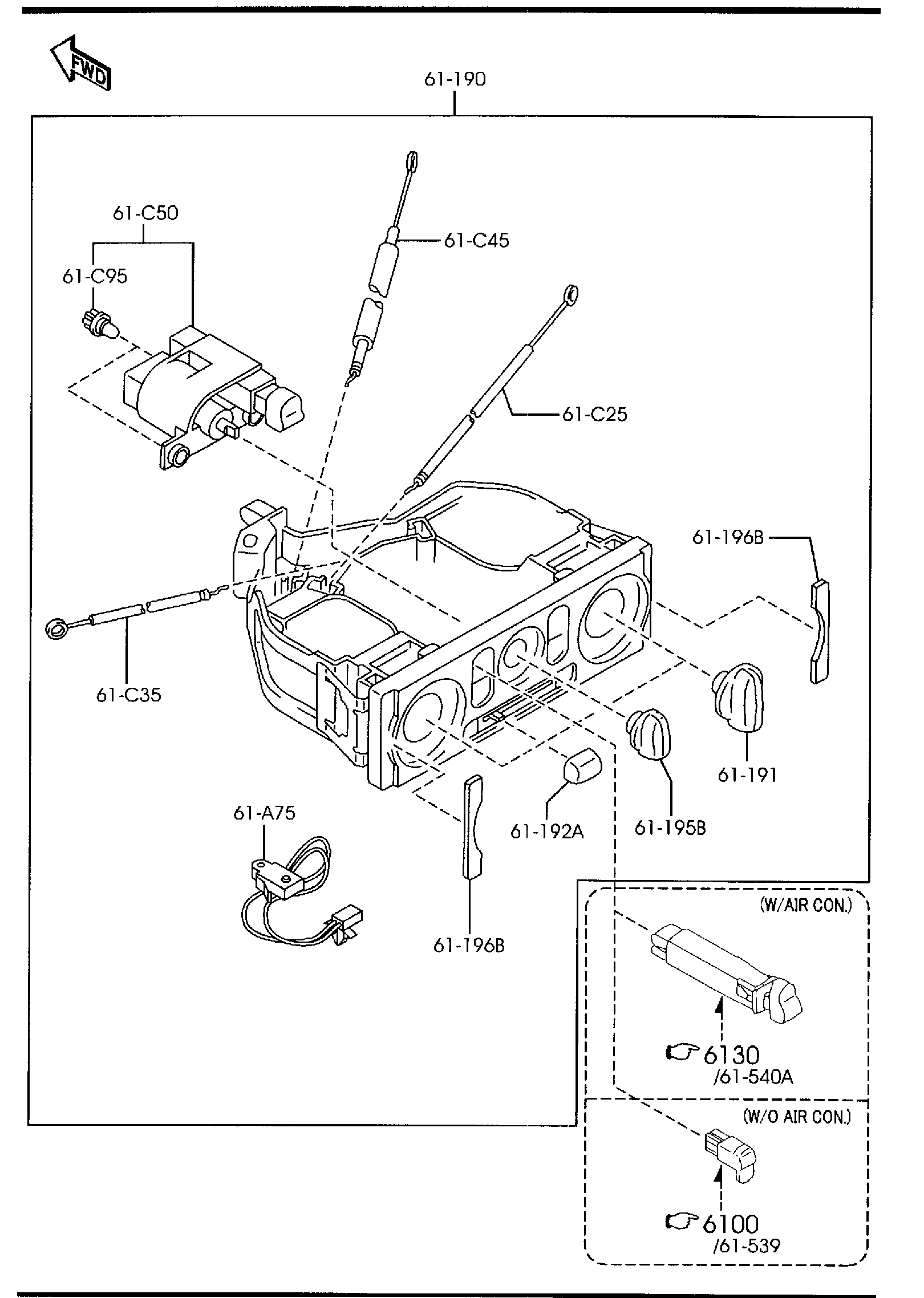 Diagram HEATER CONTROL COMPONENTS for your 2000 Mazda MPV   