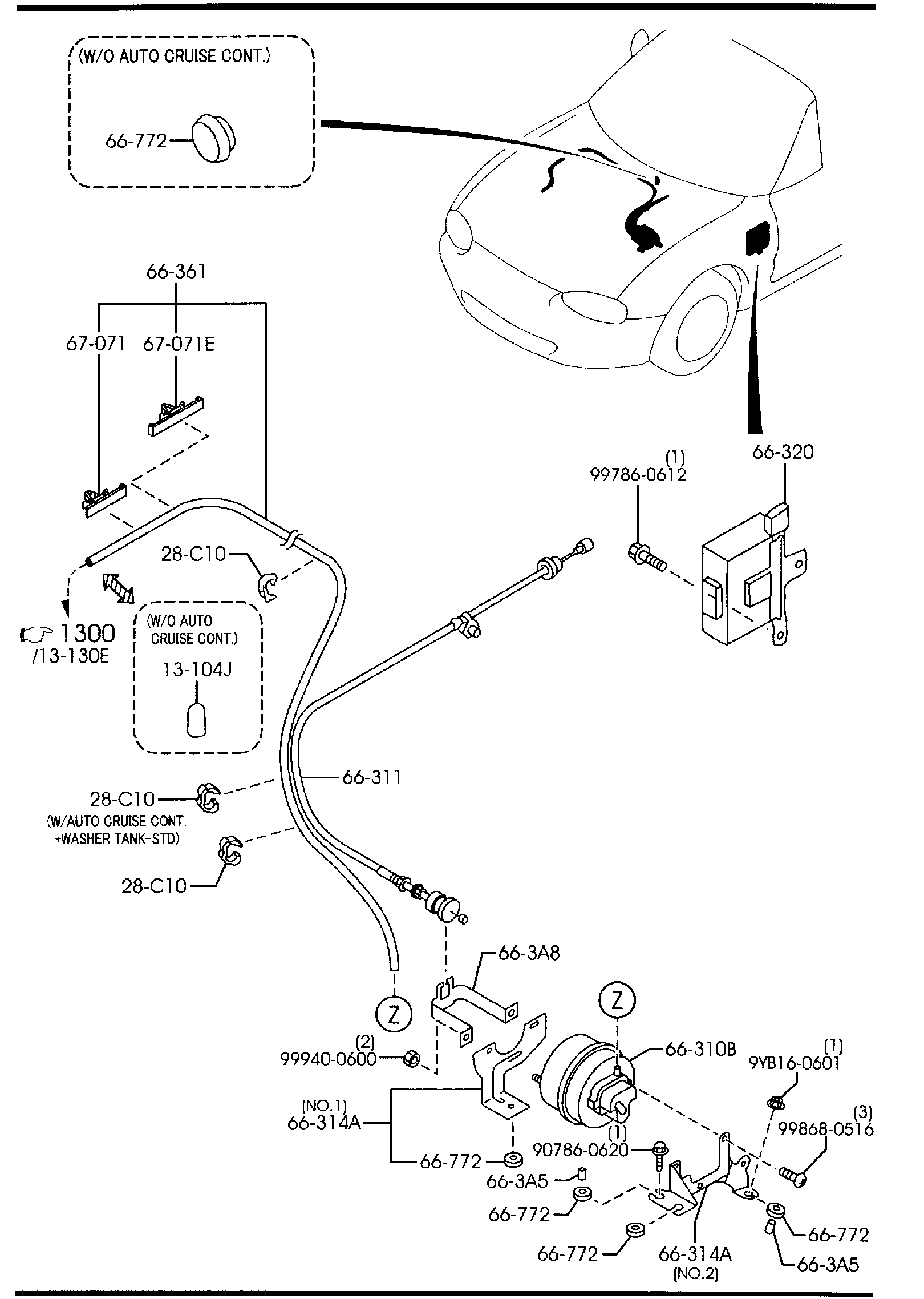 Diagram AUTO CRUISE CONTROL SYSTEM for your 1995 Mazda Protege 1.8L MT 2WD SEDAN ES 