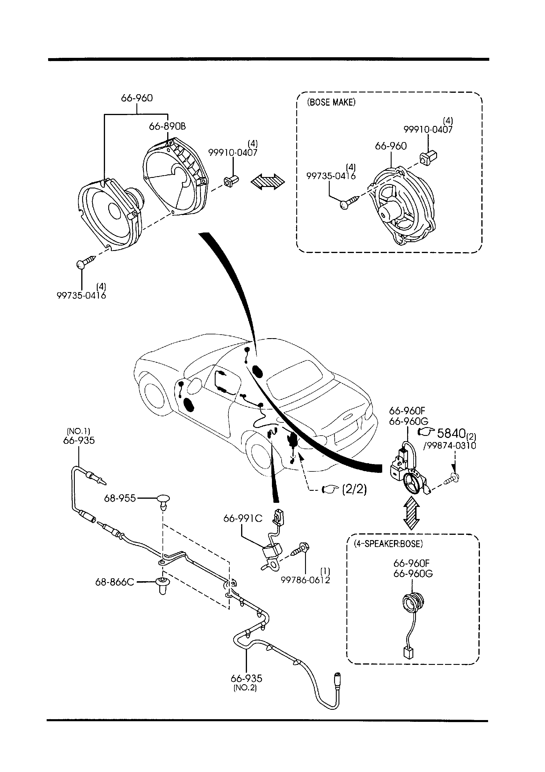 Diagram AUDIO SYSTEMS (ANTENNA & SPEAKER) for your 2018 Mazda MX-5 Miata 2.0L MT RF G-TOURING 