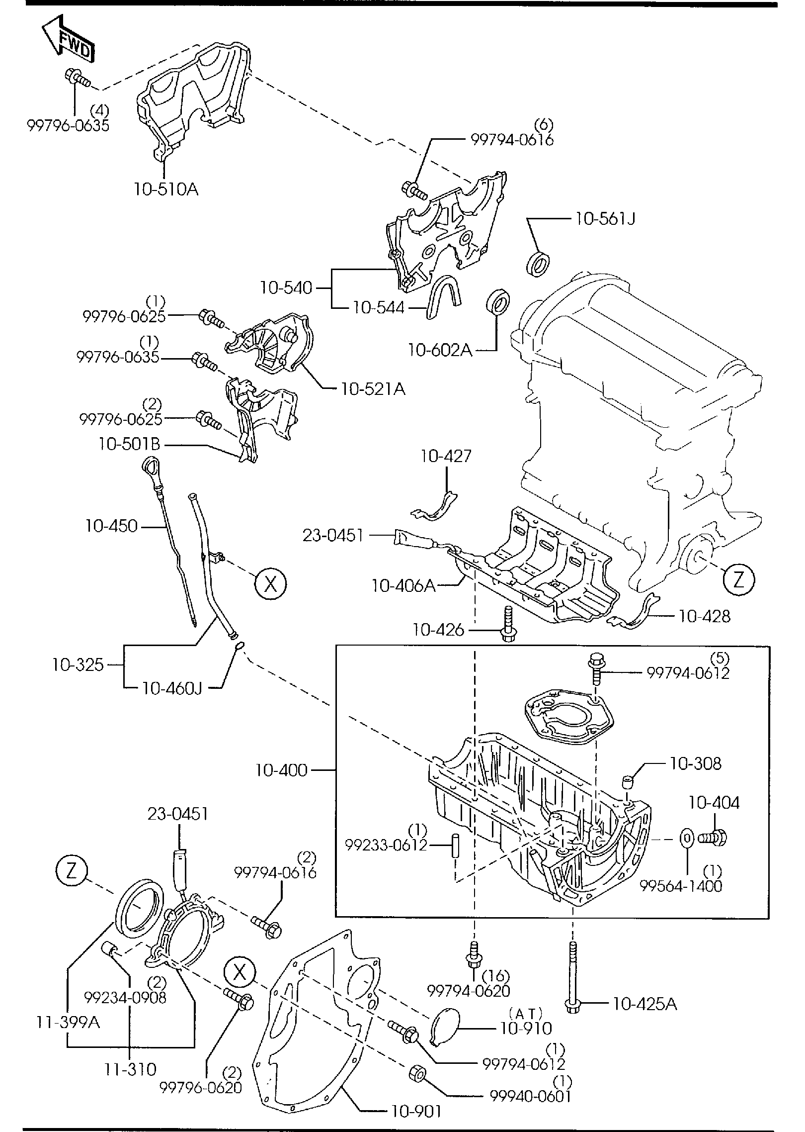 Diagram OIL PAN & TIMING COVER for your Mazda MX-5 Miata  