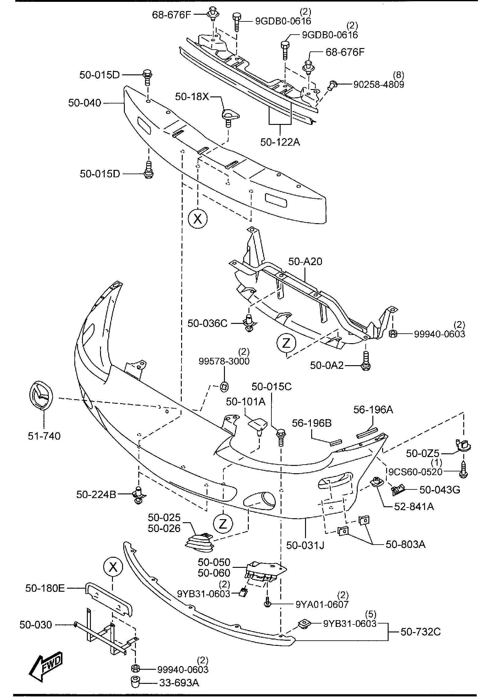 Diagram FRONT BUMPER for your 2012 Mazda MX-5 Miata   