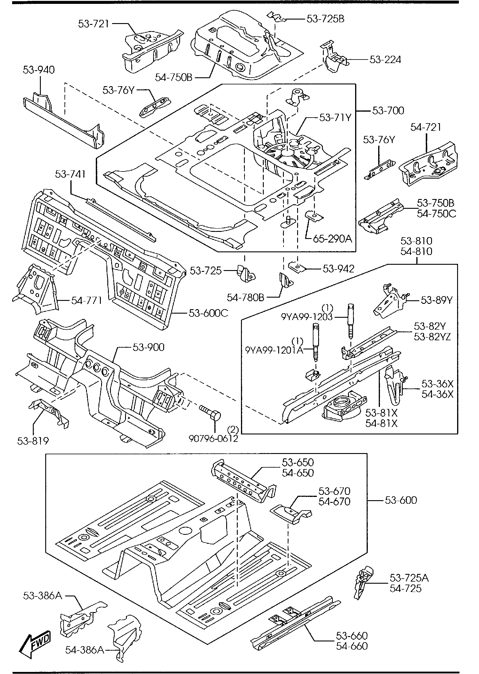 Diagram FLOOR PANELS for your 2021 Mazda CX-3   