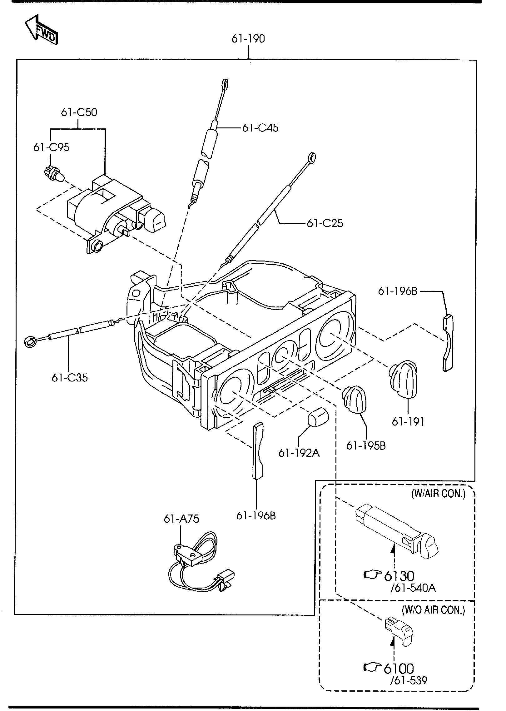 Diagram HEATER CONTROL COMPONENTS for your 2000 Mazda MPV   