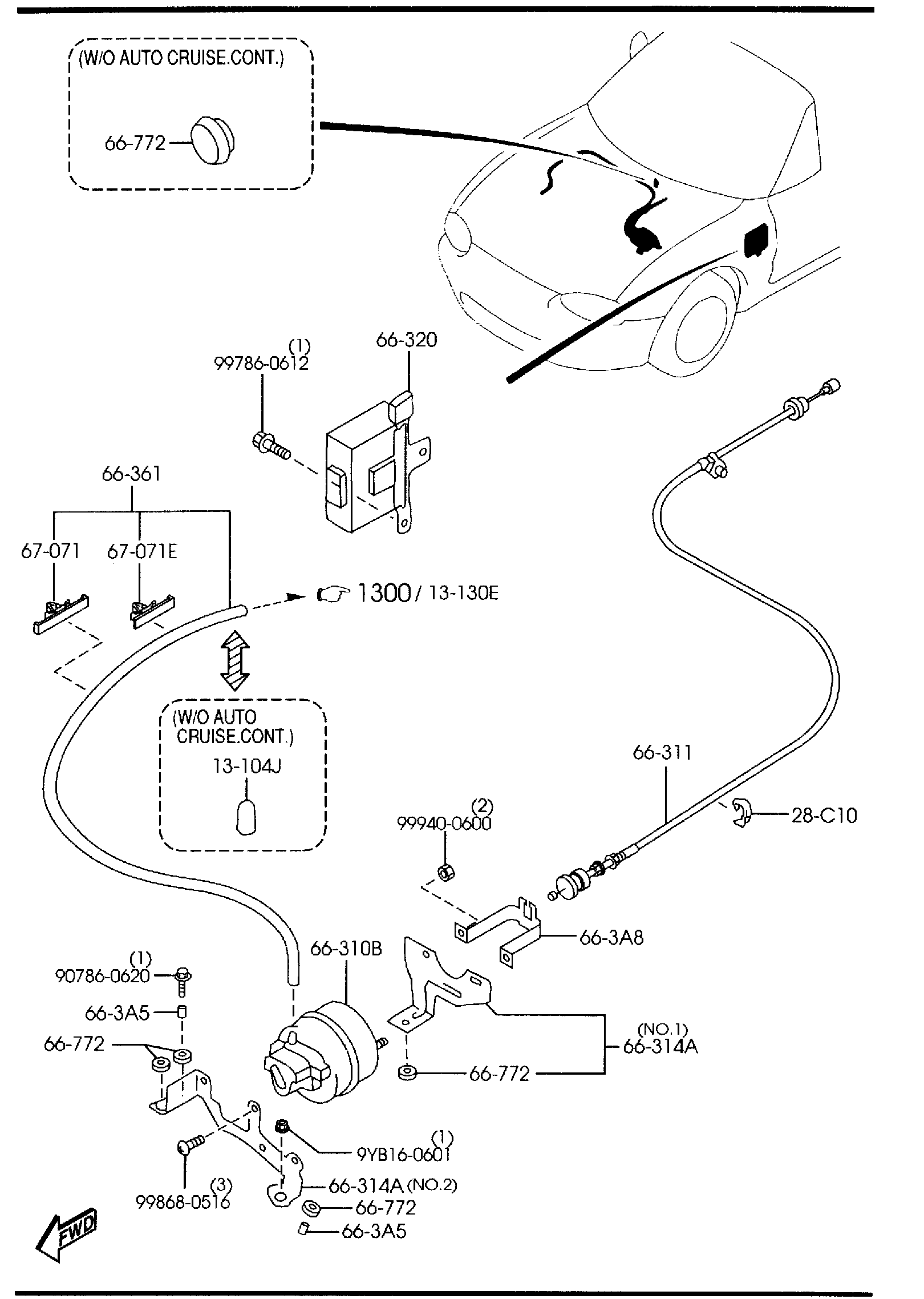 Diagram AUTO CRUISE CONTROL SYSTEM for your 1995 Mazda Protege 1.8L MT 2WD SEDAN ES 