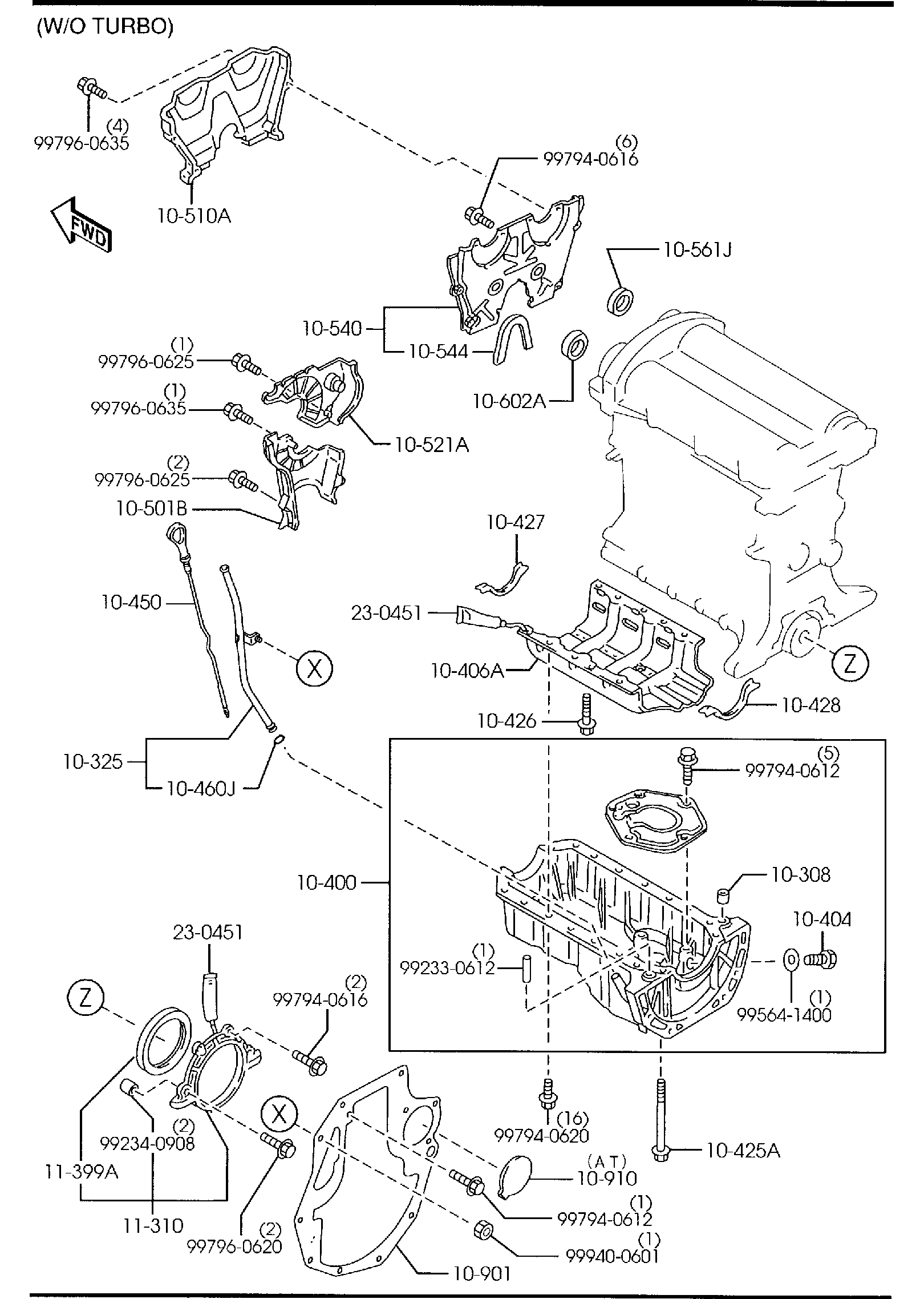 Diagram OIL PAN & TIMING COVER for your Mazda MX-5 Miata  