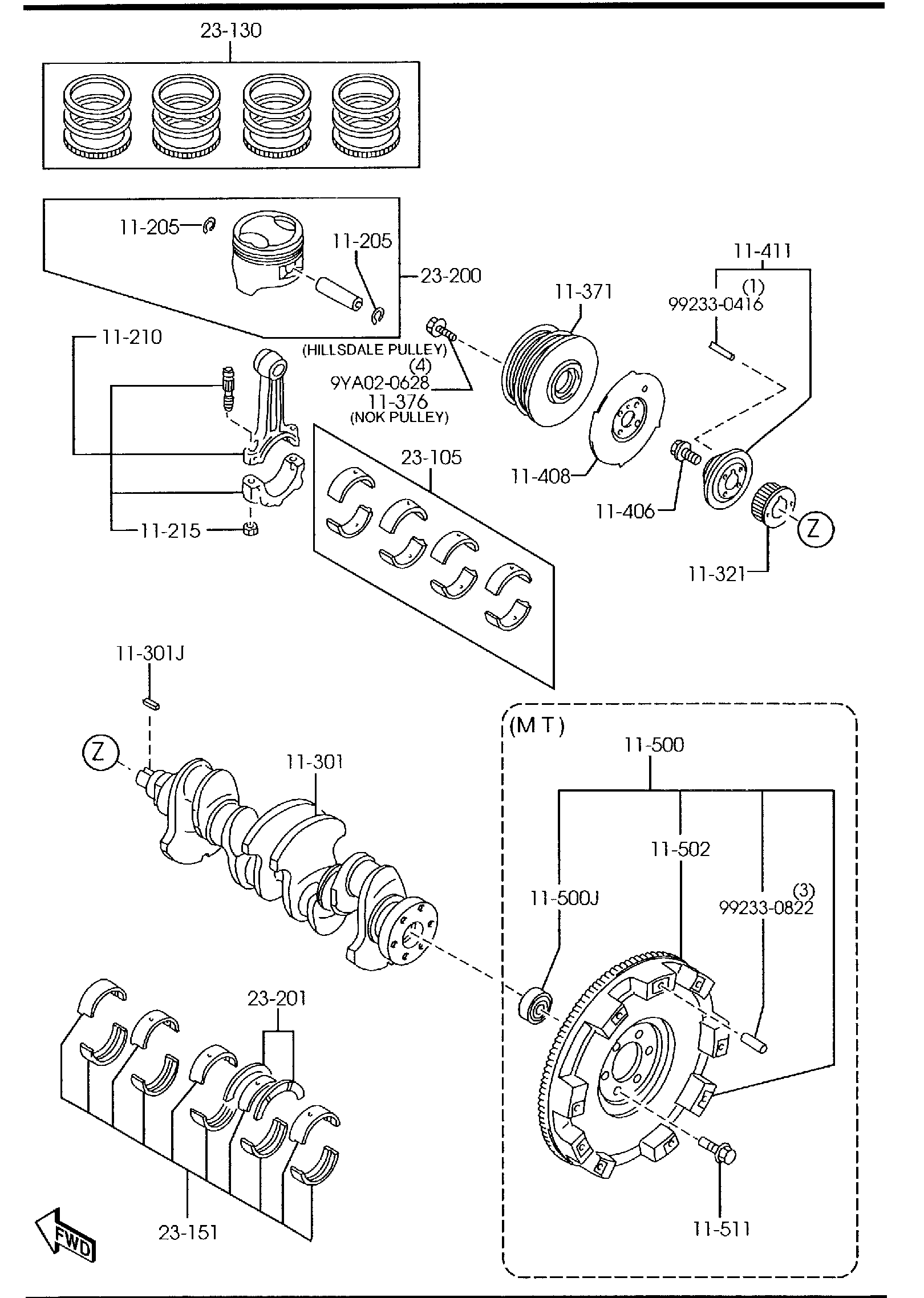 Diagram PISTON, CRANKSHAFT & FLYWHEEL for your Mazda