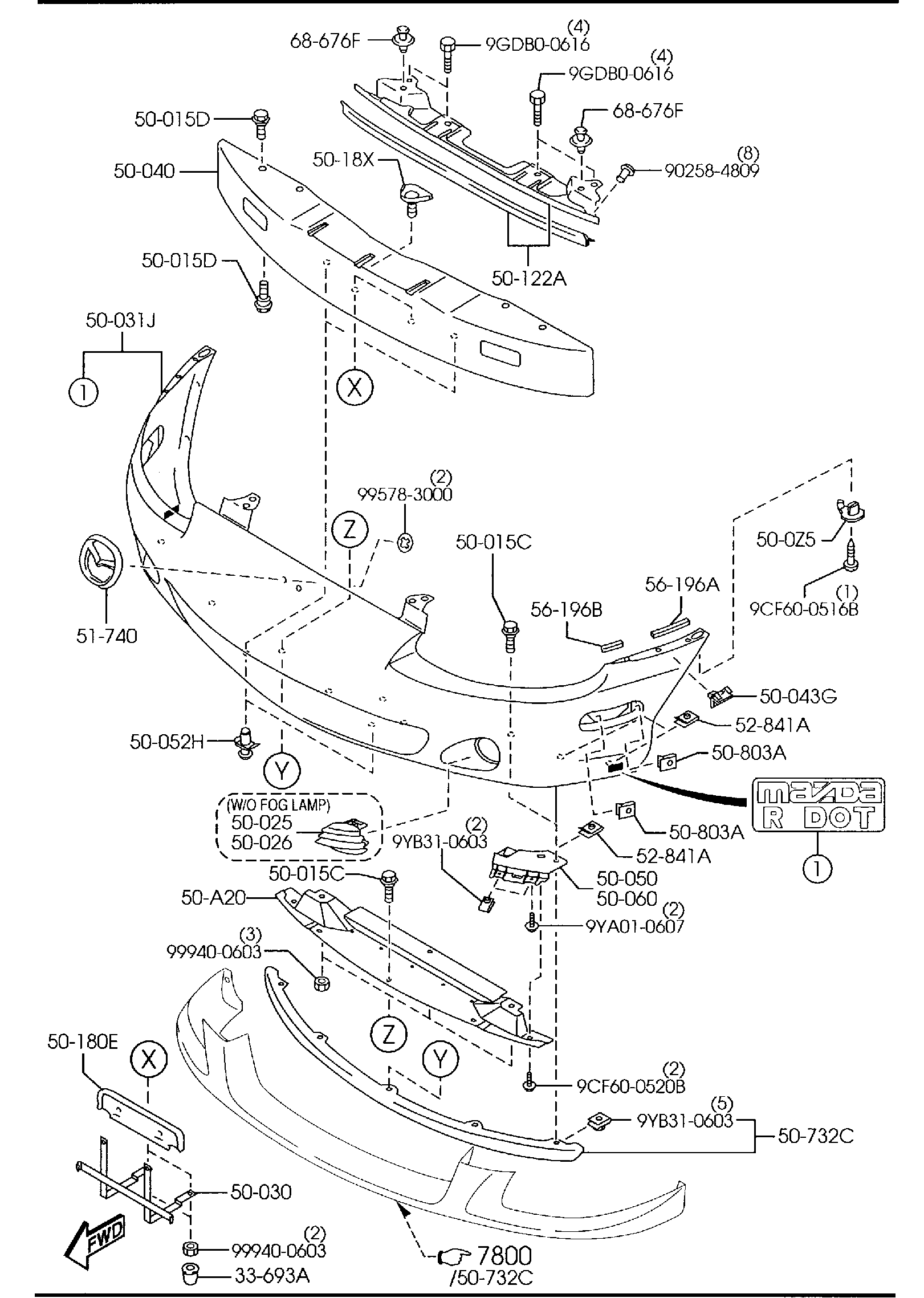 Diagram FRONT BUMPER (W/TURBO) for your 2012 Mazda MX-5 Miata   