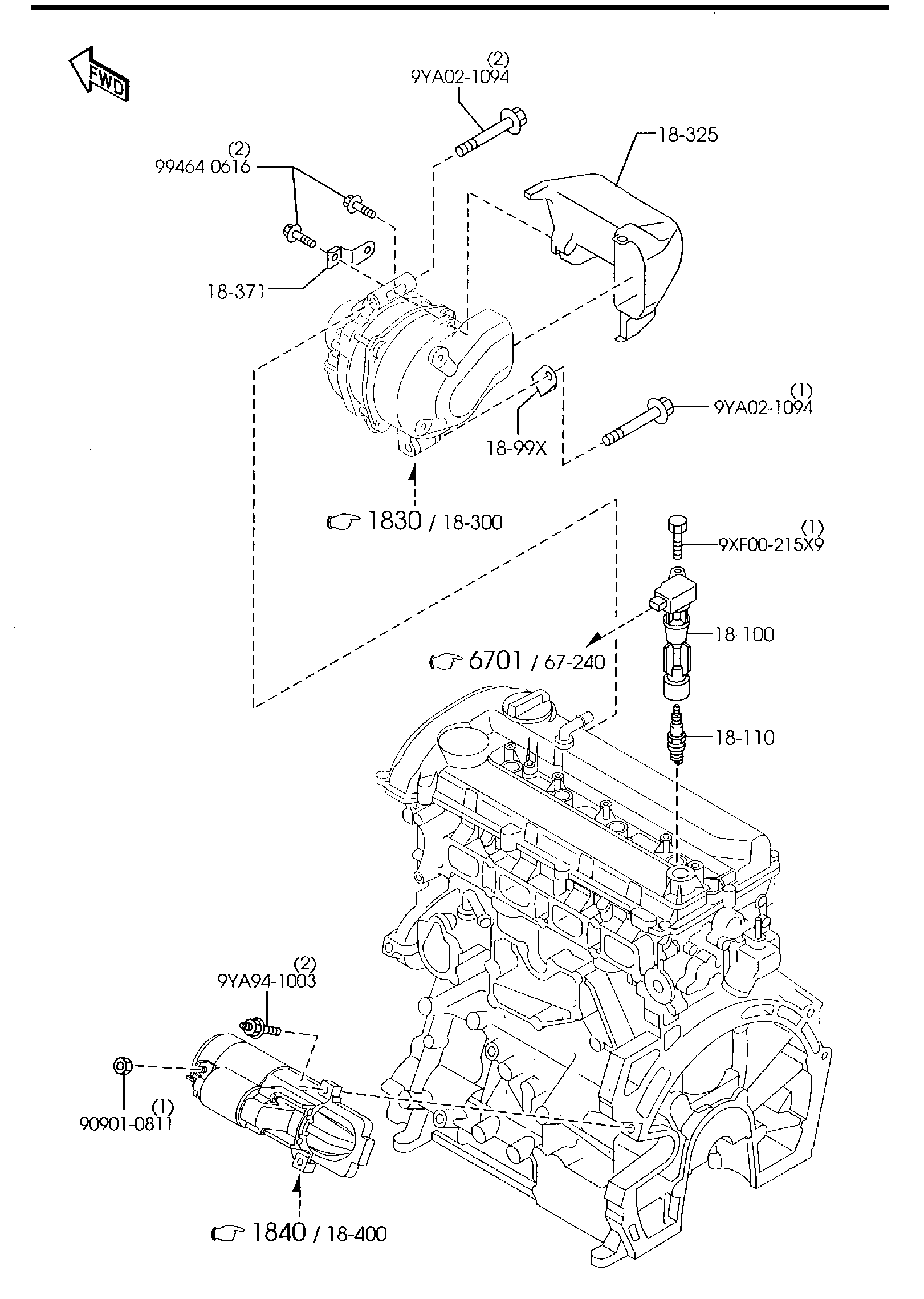 Diagram ENGINE ELECTRICAL SYSTEM for your Mazda