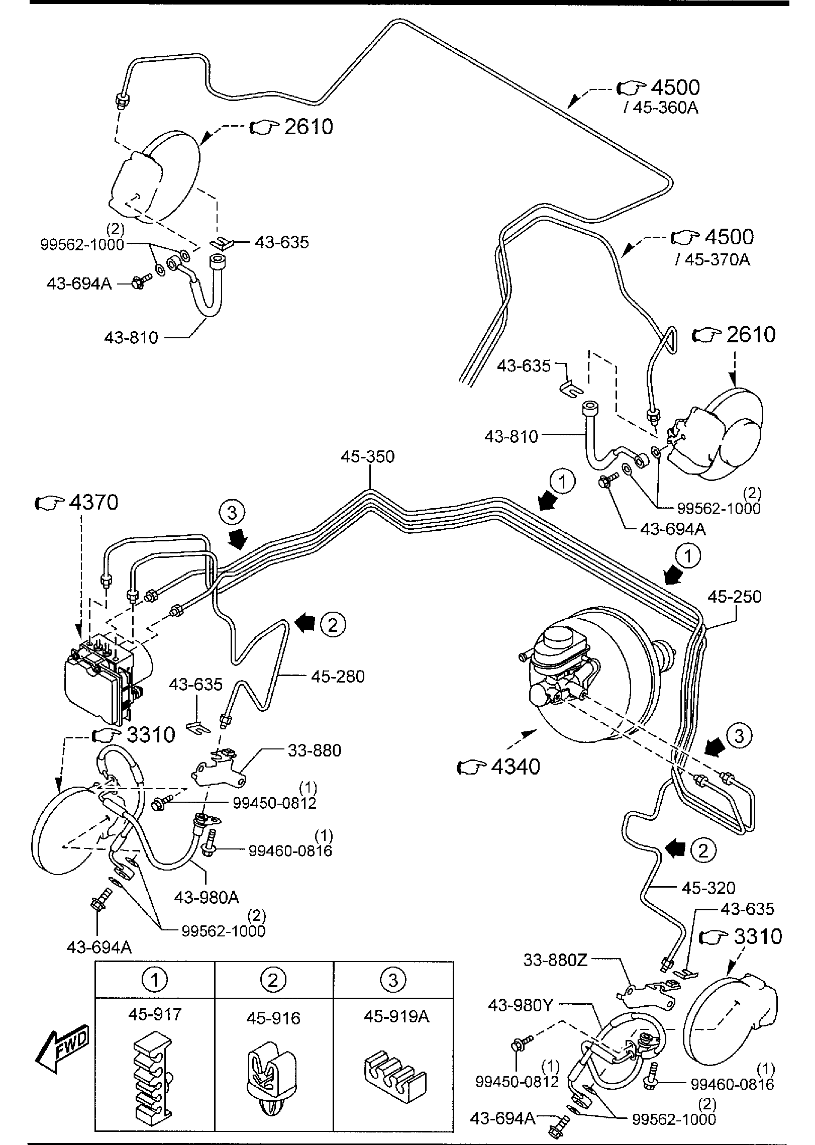 Diagram BRAKE PIPINGS (W/ANTILOCK BRAKE) for your Mazda MX-5 Miata  SPECIAL