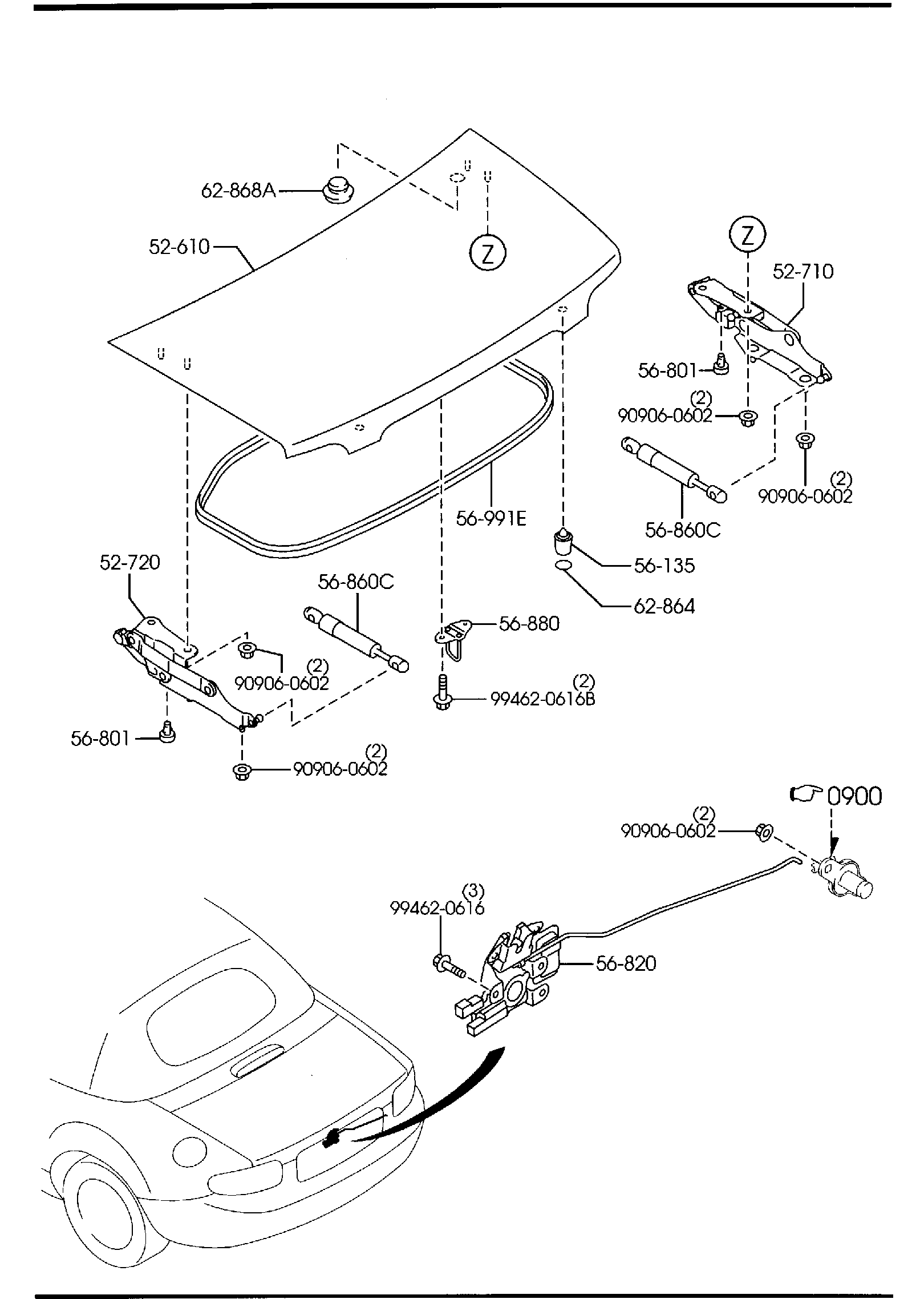 Diagram TRUNK LID for your 2007 Mazda MX-5 Miata  SV 
