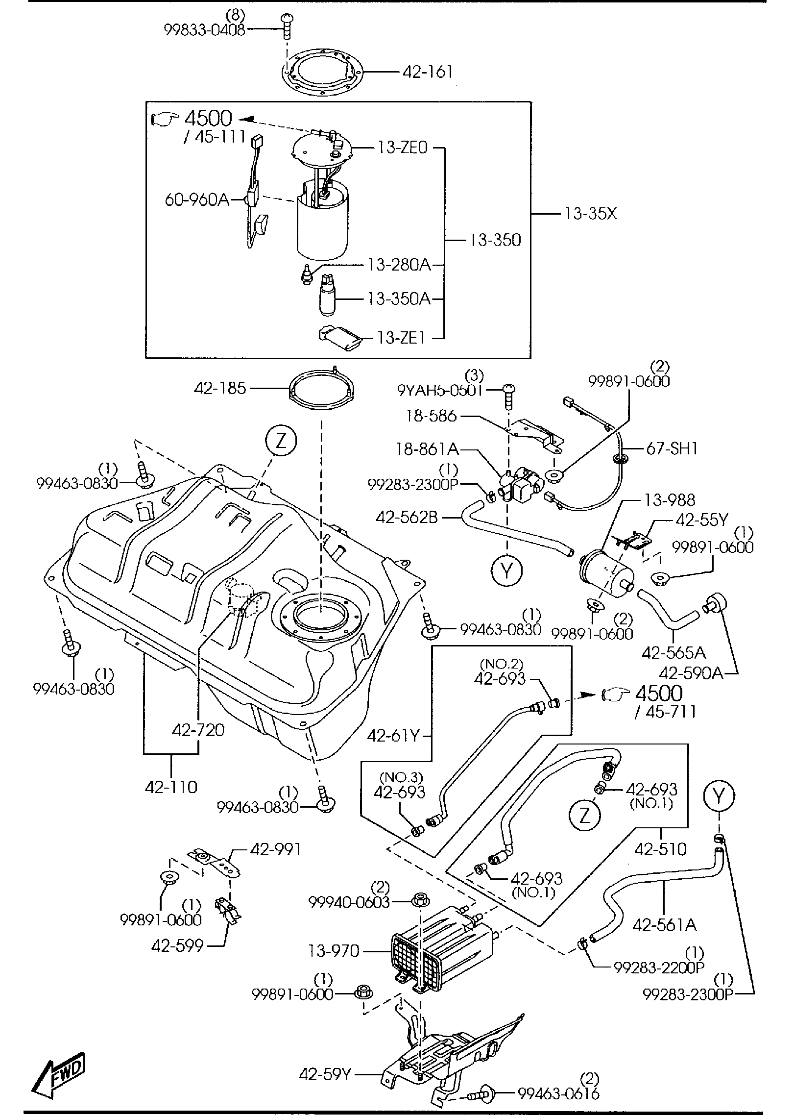 Diagram FUEL TANK for your Mazda MX-5 Miata  