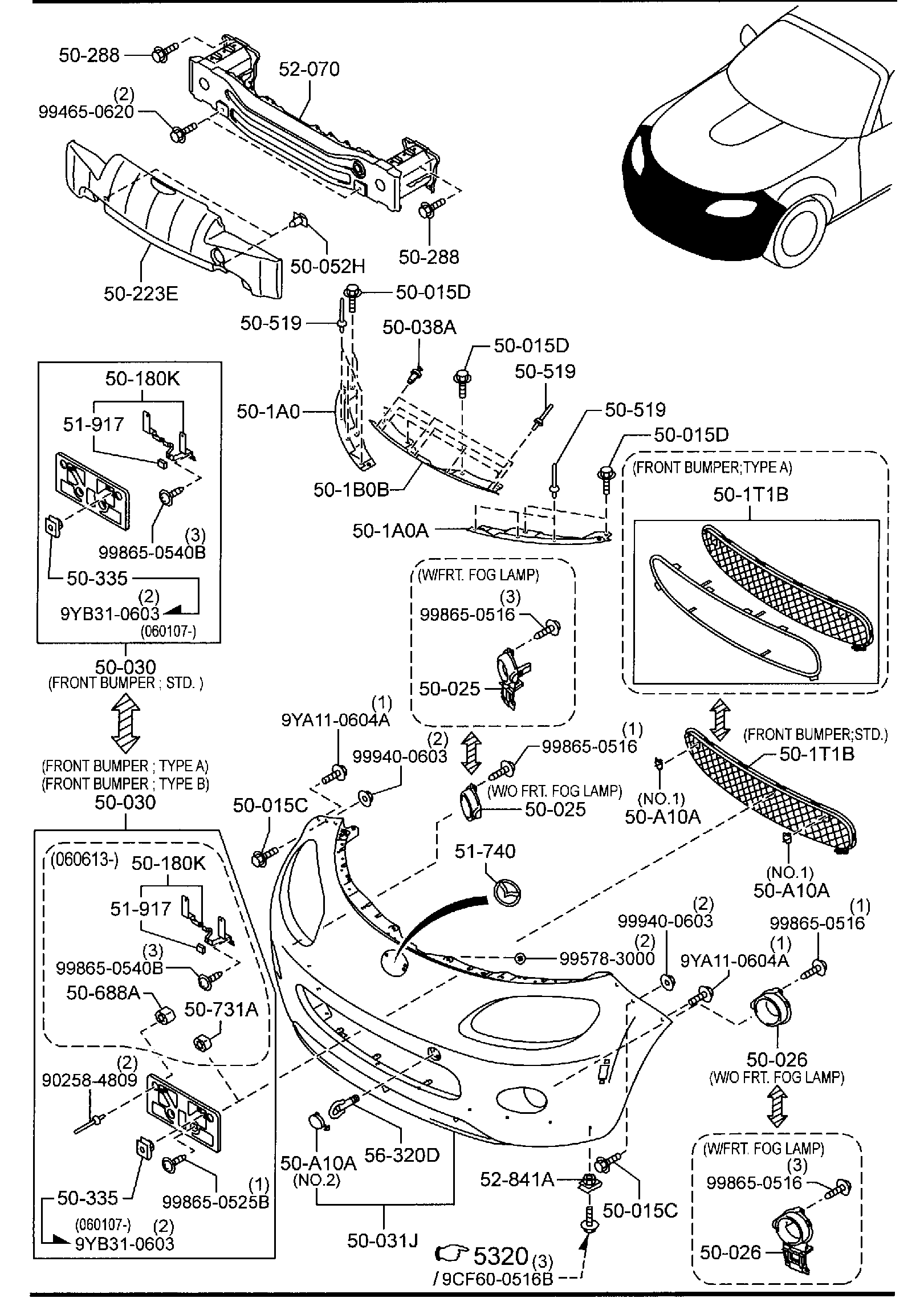 Diagram FRONT BUMPER for your 2006 Mazda MX-5 Miata   