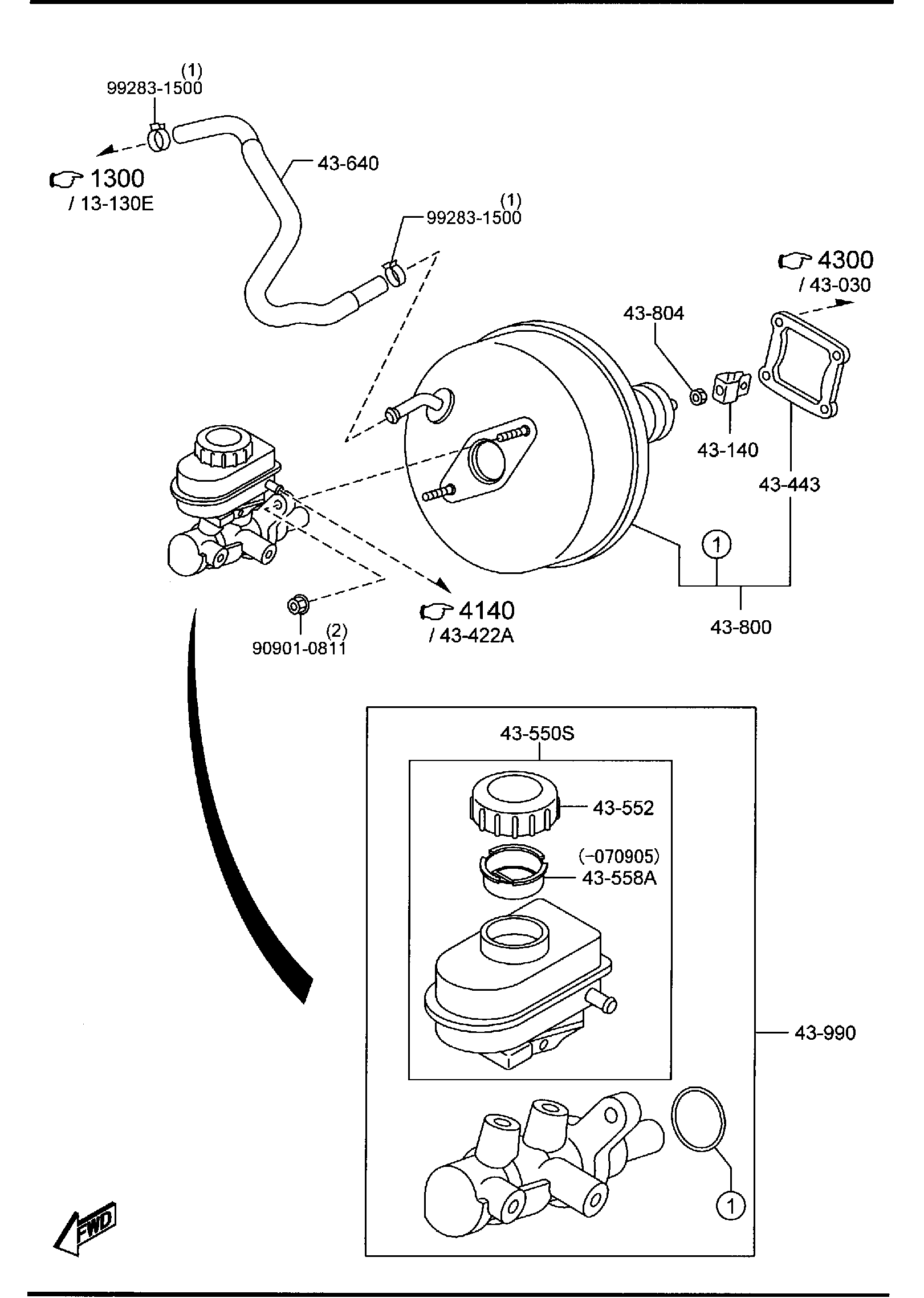 Diagram BRAKE MASTER CYLINDER & POWER BRAKE for your Mazda