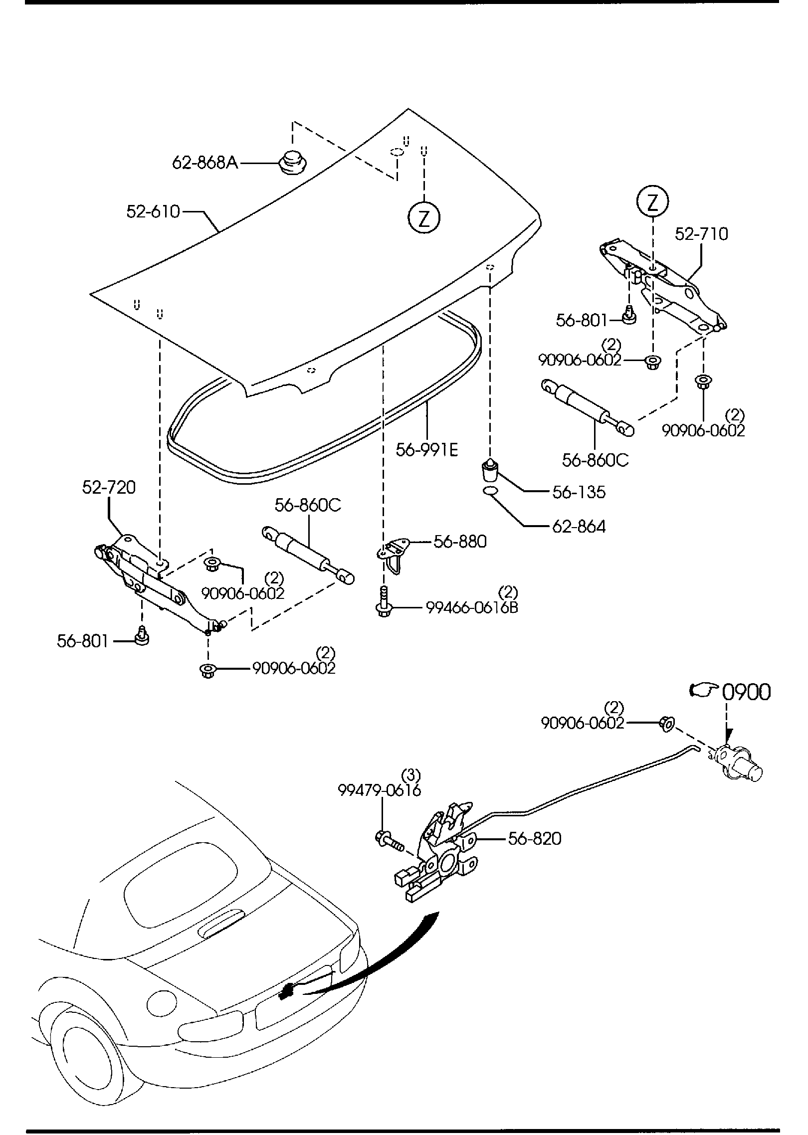 Diagram TRUNK LID for your 2013 Mazda MX-5 Miata 2.0L AT Grand Touring 