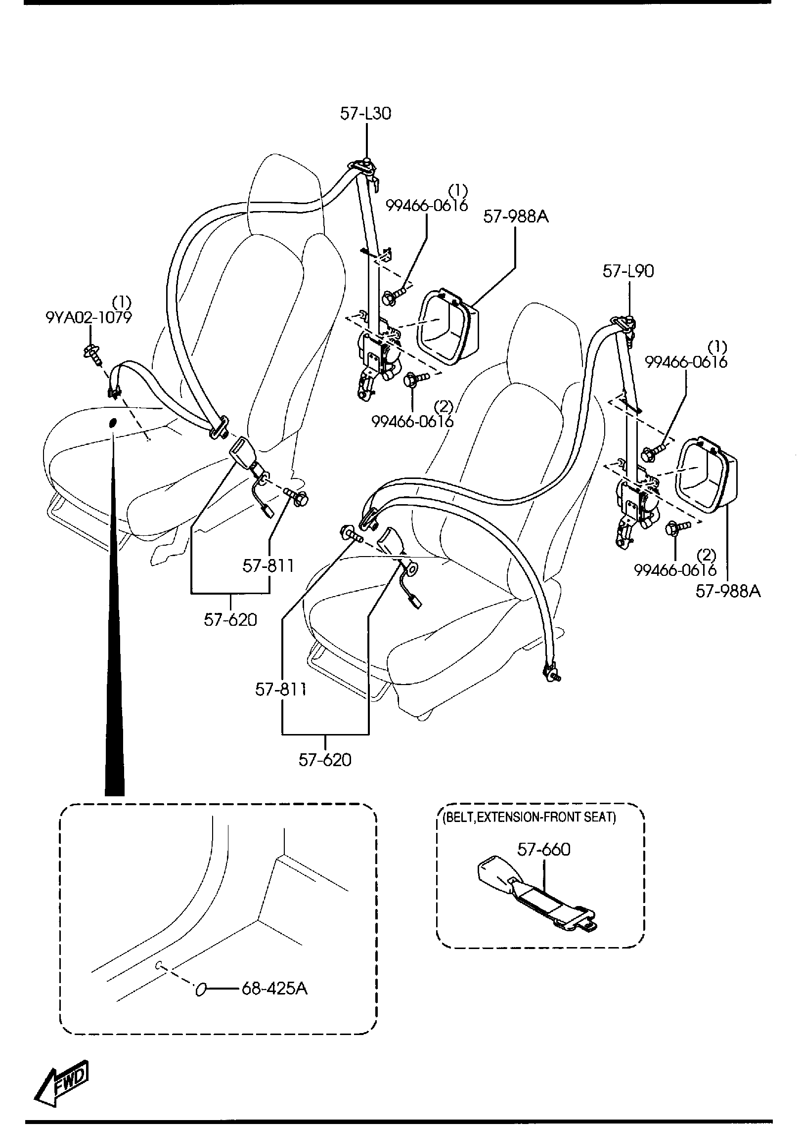 Diagram SEAT BELTS for your 2010 Mazda MX-5 Miata   