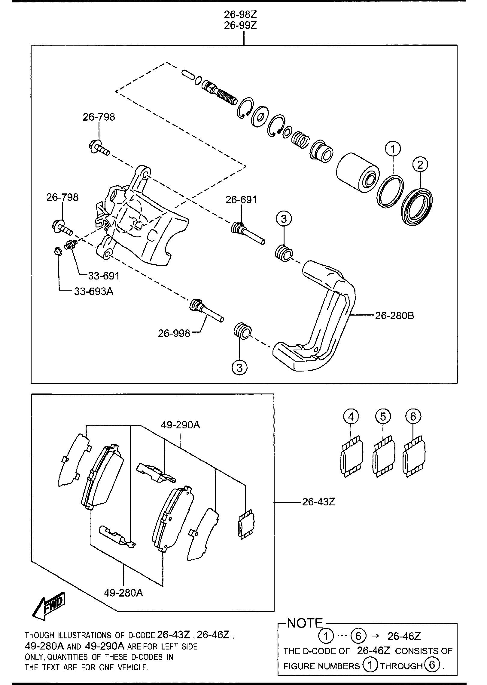 Diagram REAR BRAKE MECHANISMS for your 2006 Mazda MX-5 Miata  Touring 