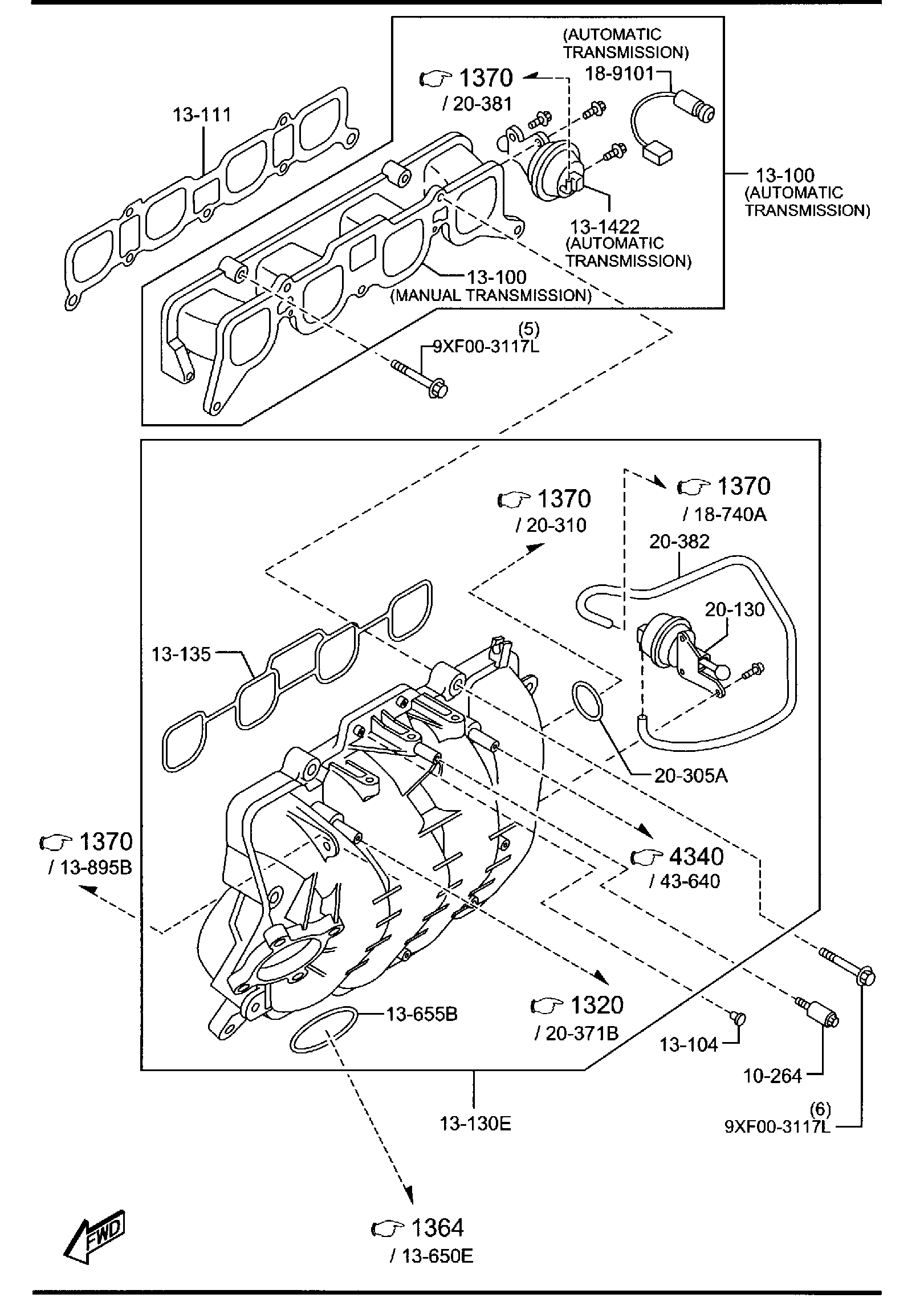 Diagram INLET MANIFOLD for your 2004 Mazda Mazda6 I4 2.3L MT SEDAN I 