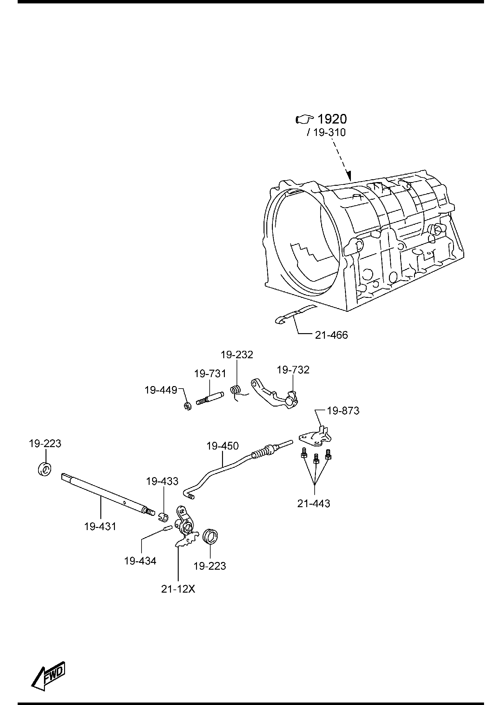 Diagram AUTOMATIC TRANSMISSION MANUAL LINKAGE SYSTEM for your Mazda