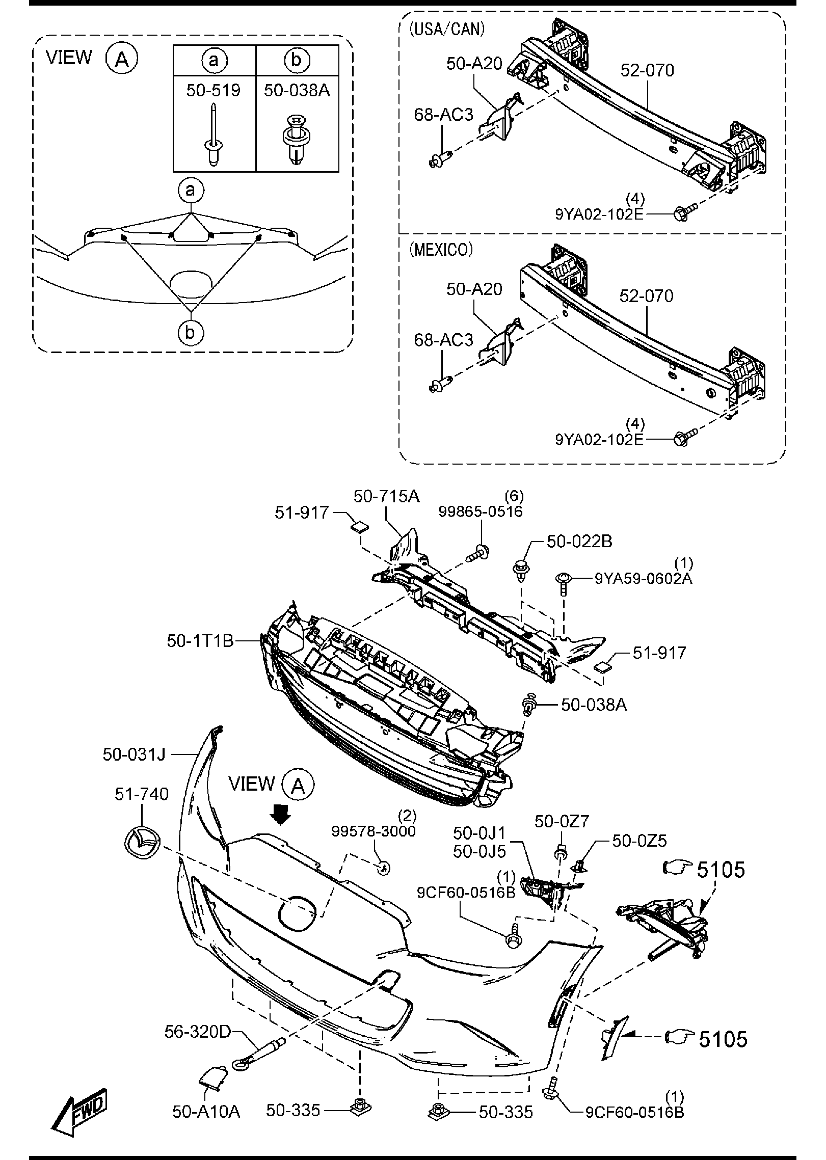 Diagram FRONT BUMPER for your Mazda MX-5 Miata  