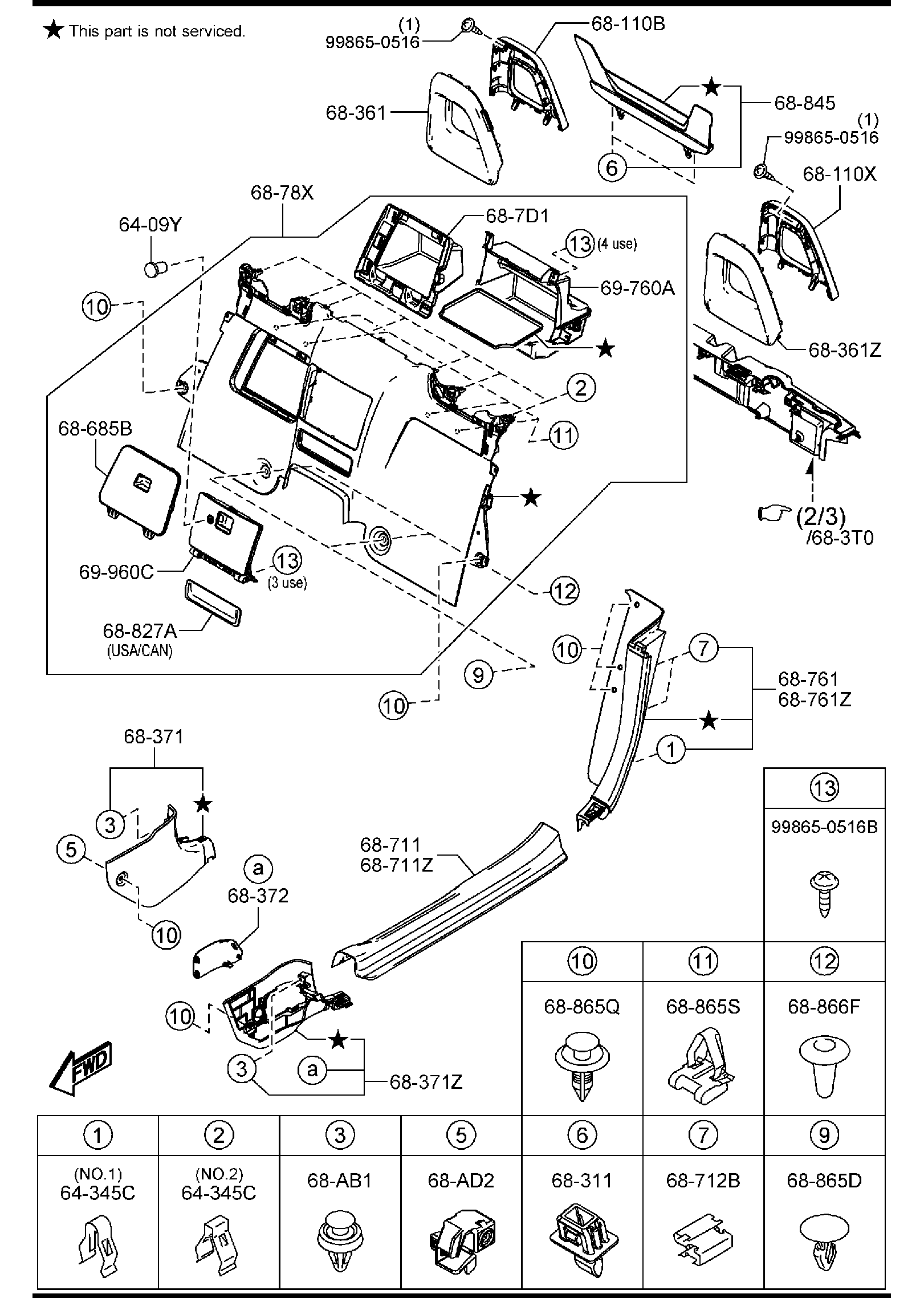 Diagram TRIMS & SCUFF PLATES (W/RETRACTABLE HARD TOP) for your 2005 Mazda MX-5 Miata   