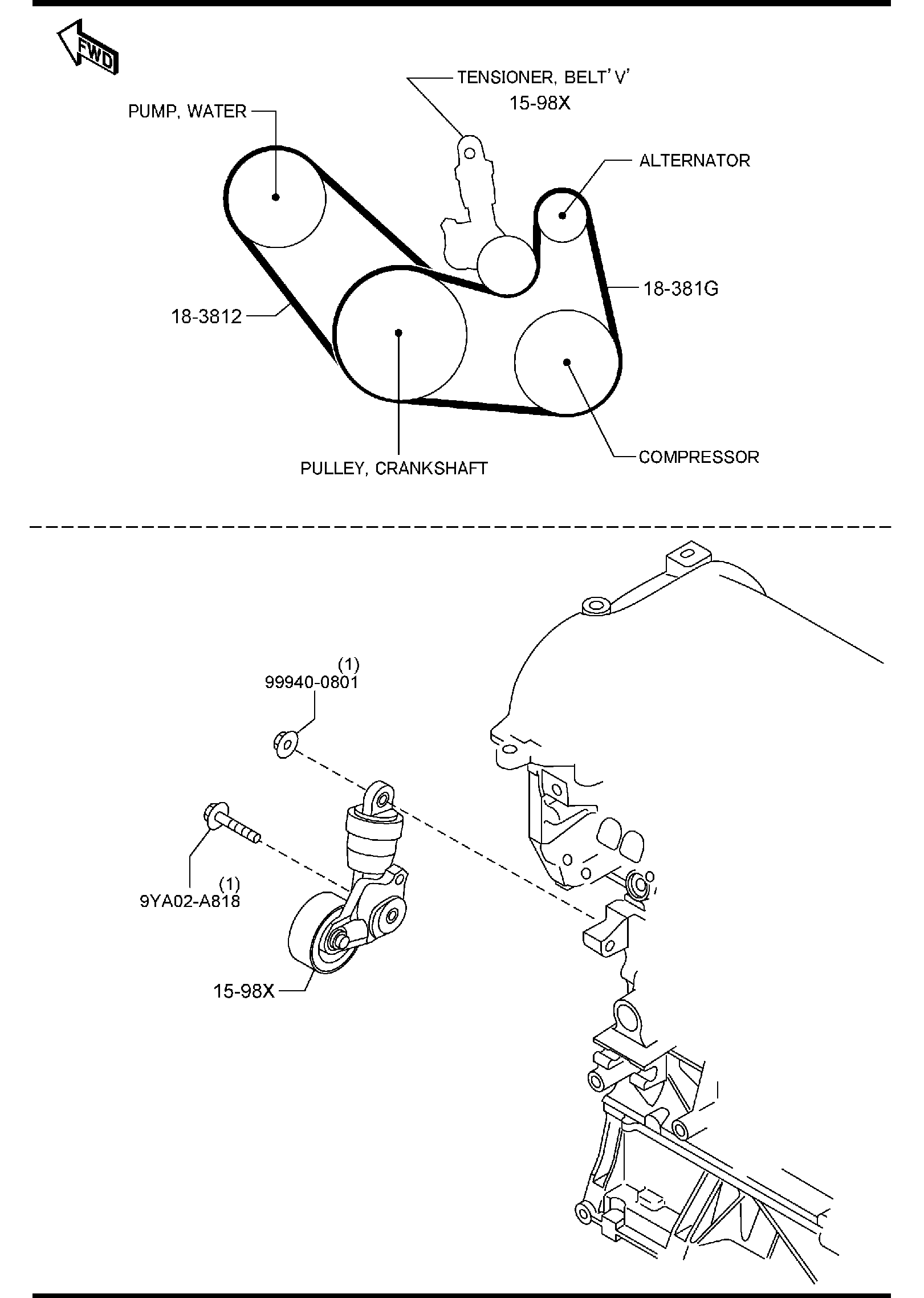 Diagram BRACKET, PULLEY & BELT for your 2020 Mazda CX-5   