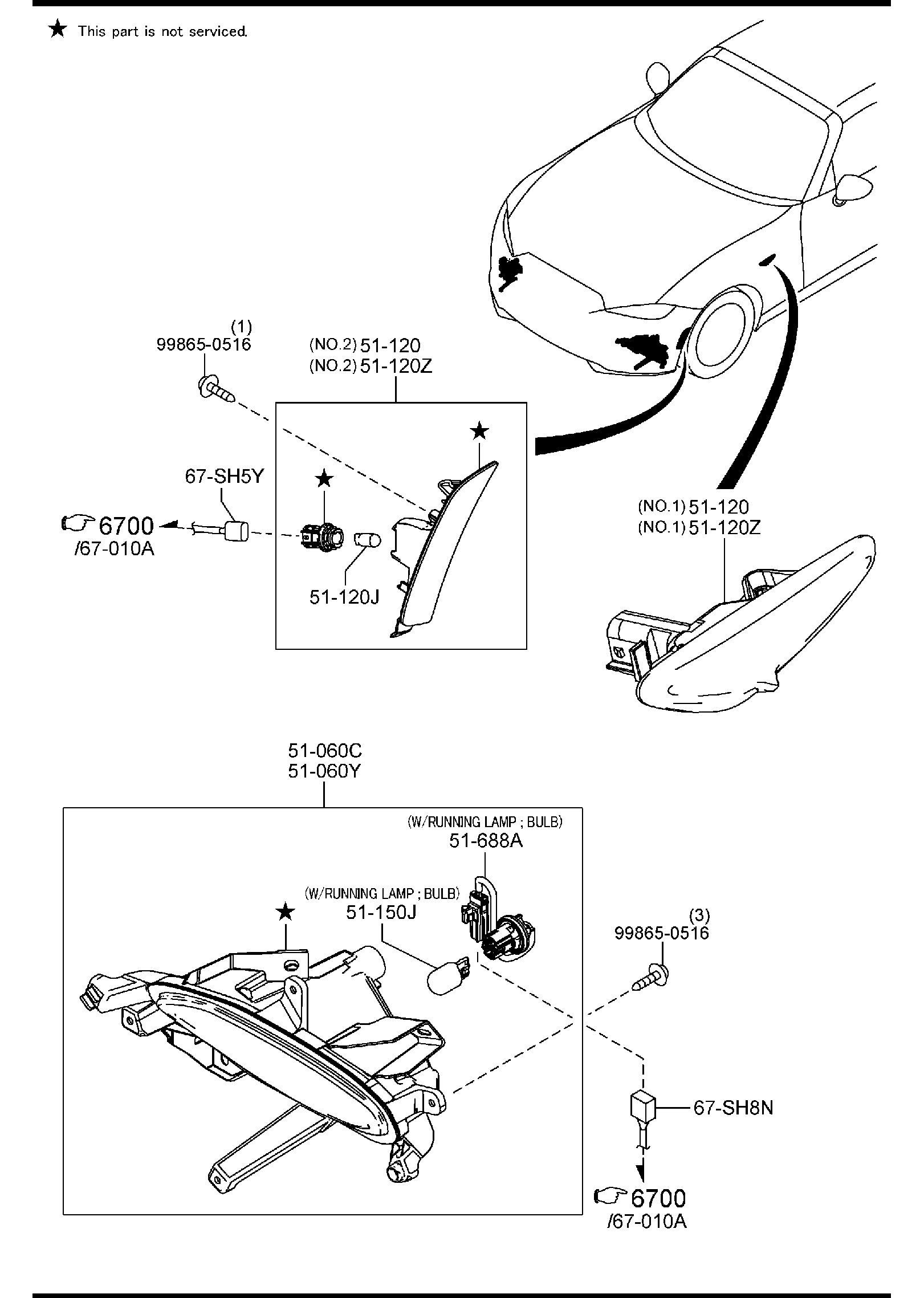 Diagram FRONT COMBINATION LAMPS for your Mazda