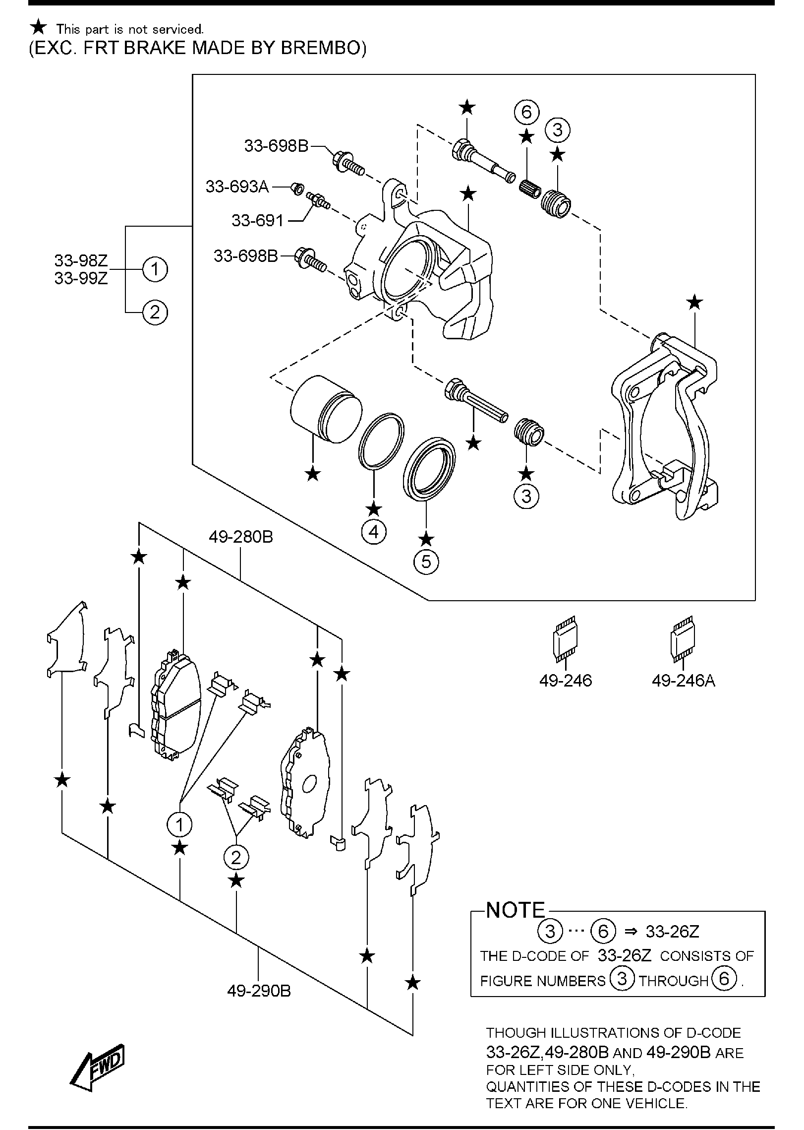 Diagram FRONT BRAKE MECHANISMS for your Mazda MX-5 Miata  