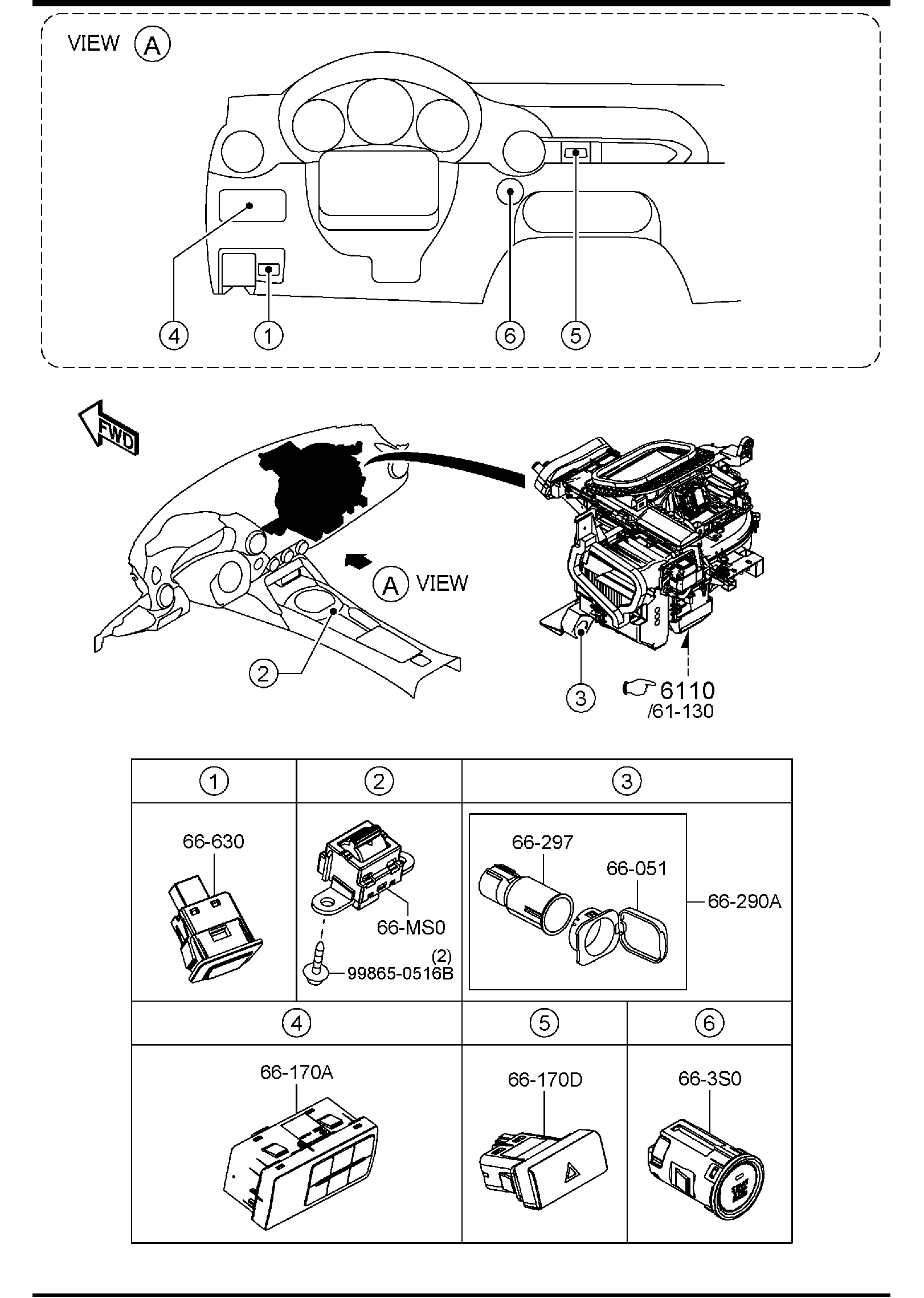 Diagram DASHBOARD SWITCHES for your 1995 Mazda