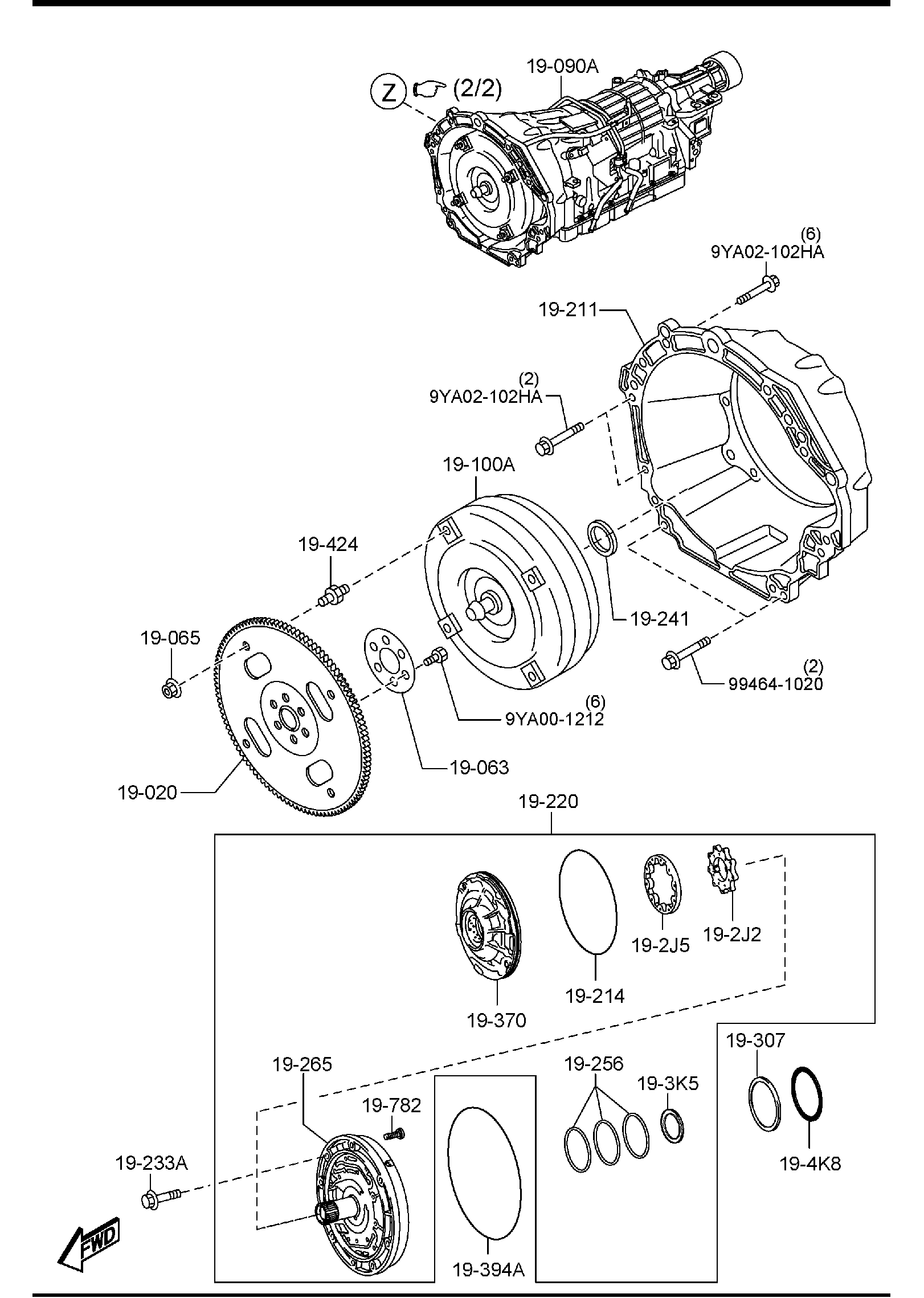 Diagram AUTOMATIC TRANSMISSION TORQUE CONVERTER, OIL PUMP & PIPINGS for your Mazda