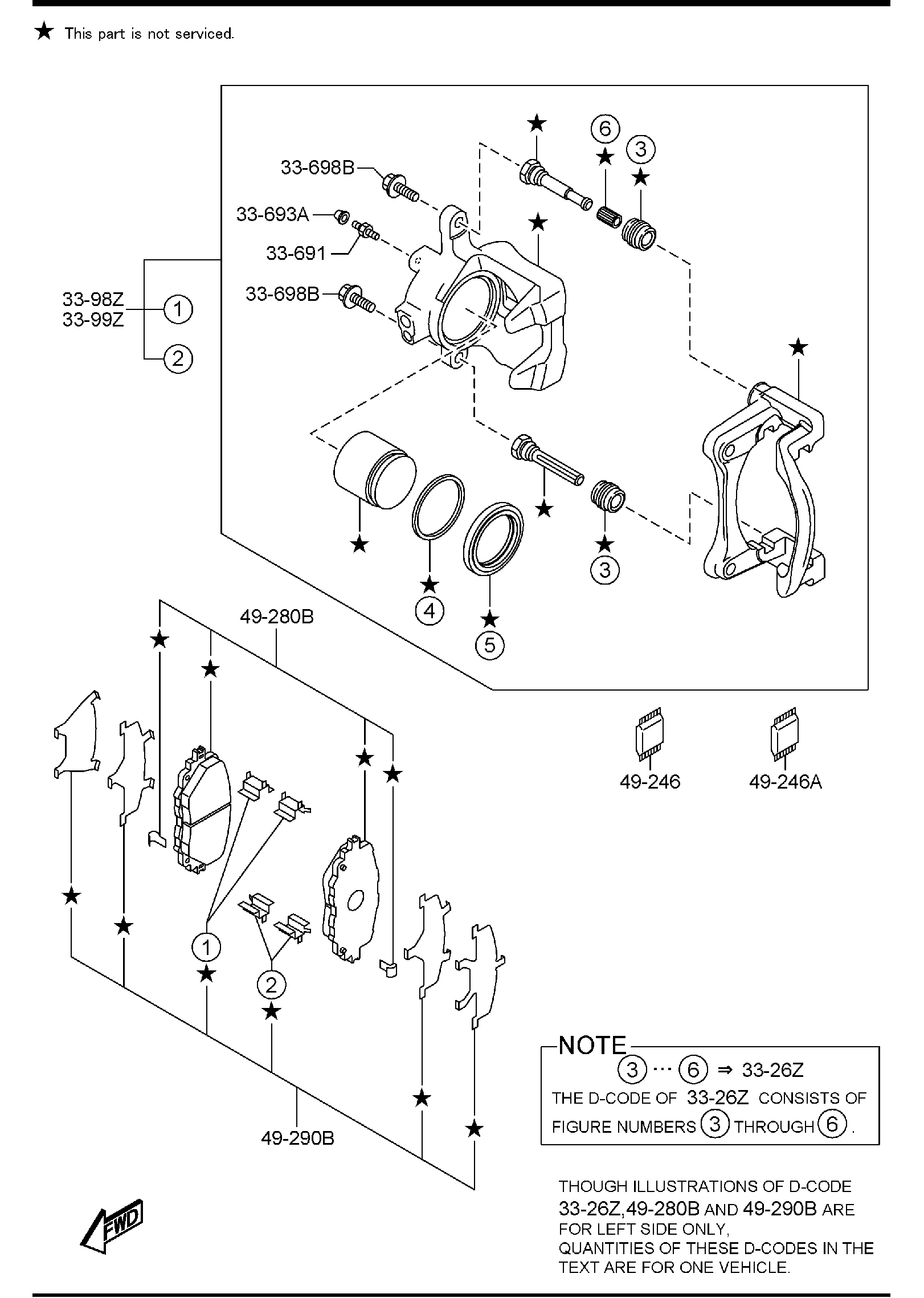 Diagram FRONT BRAKE MECHANISMS (EXC. FRT BRAKE MADE BY BREMBO) for your Mazda MX-5 Miata  