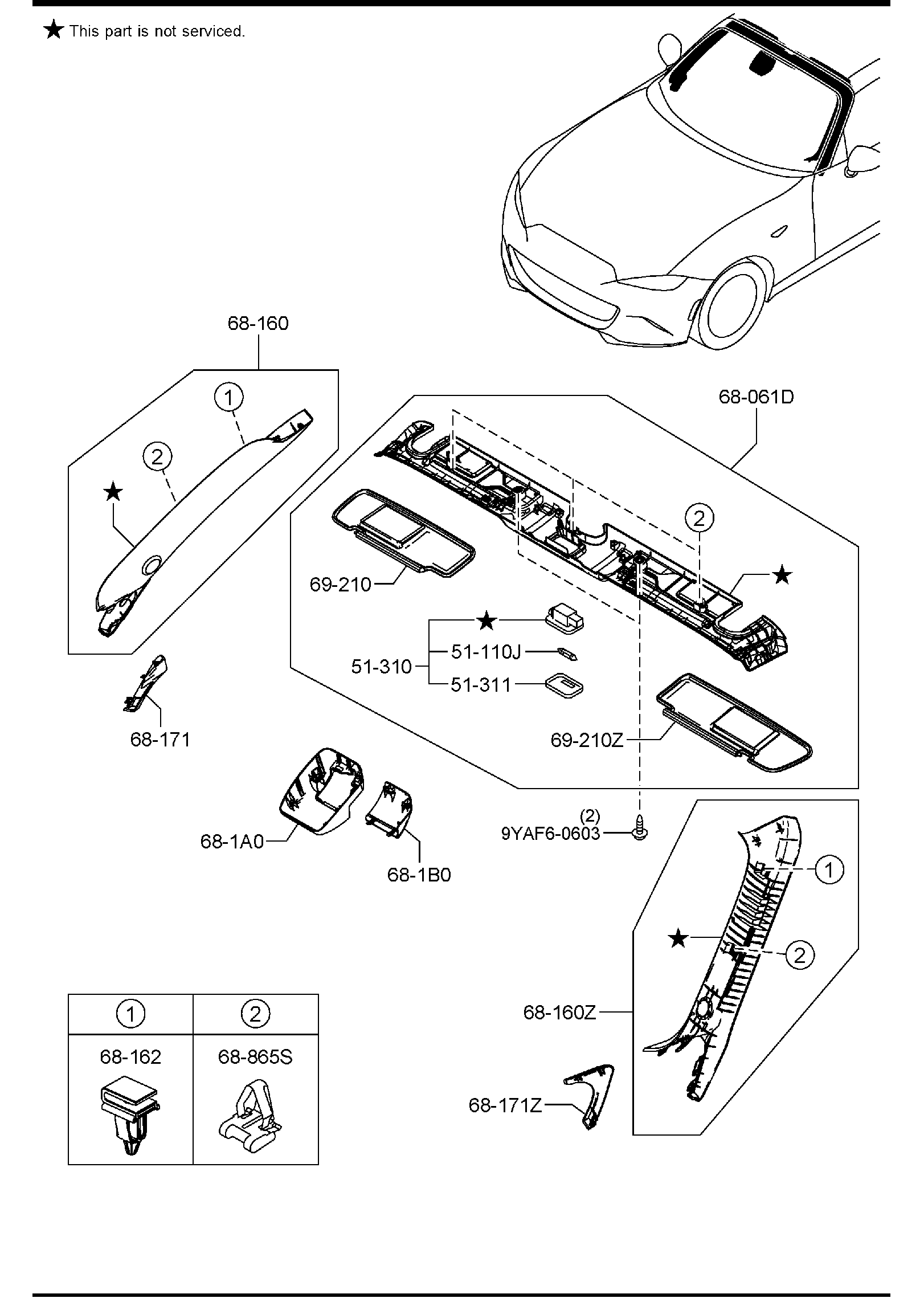 Diagram FRONT HEADER TRIM & PILLAR TRIMS for your 2016 Mazda CX-5  Touring 