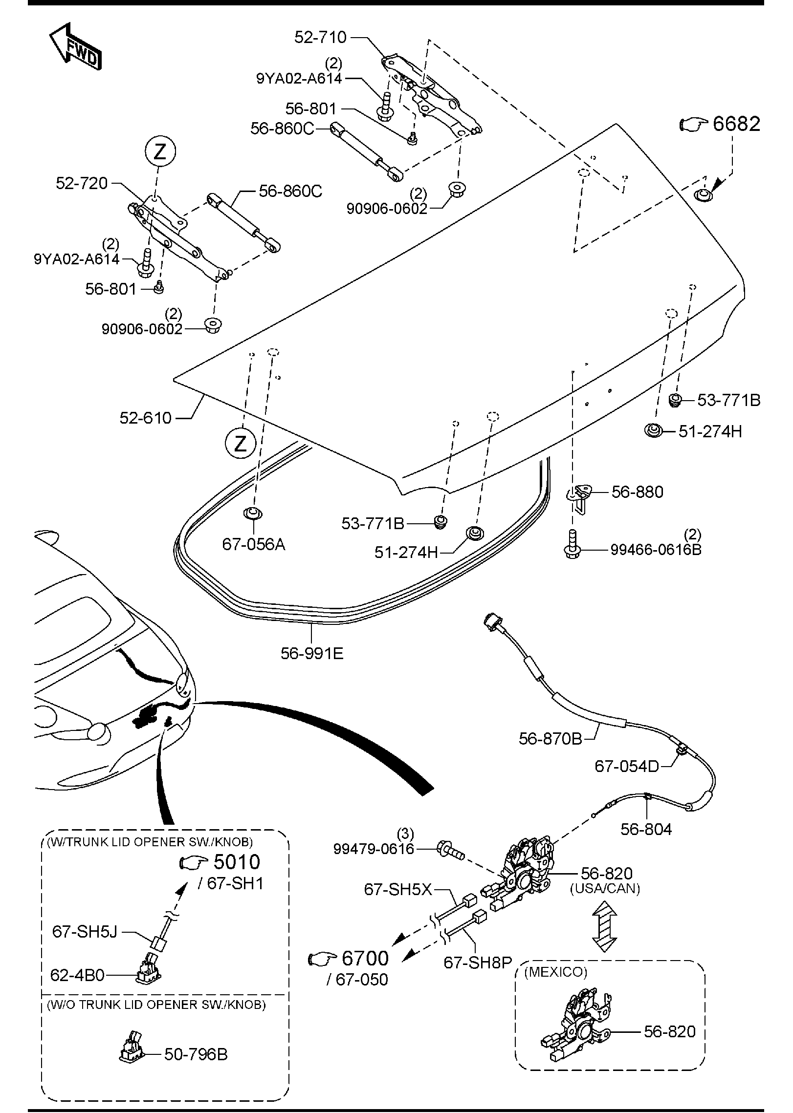 Diagram TRUNK LID for your Mazda