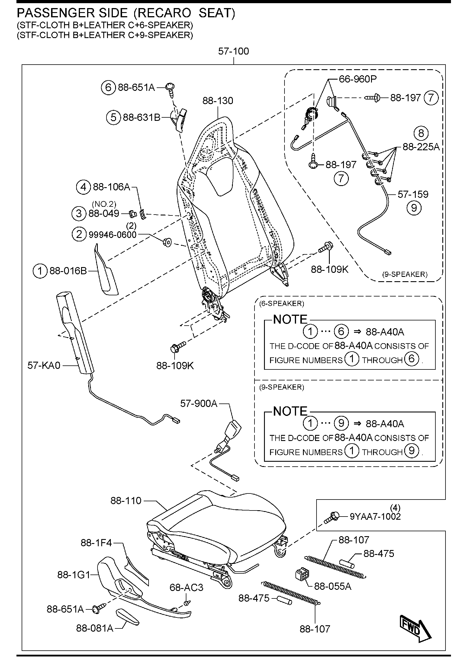 Diagram SEATS (W/O RETRACTABLE HARD TOP)(USA & CANADA) for your Mazda