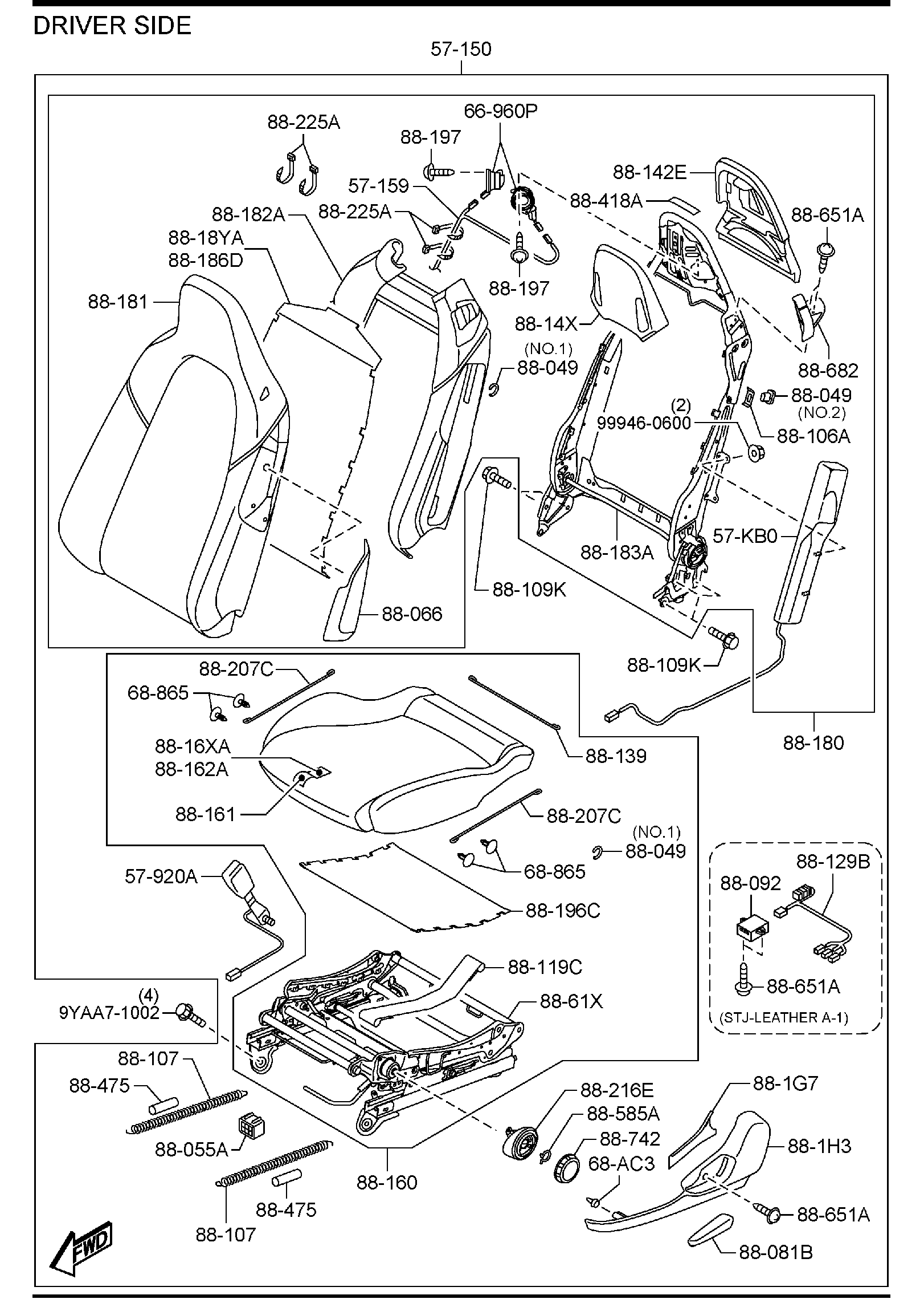 Diagram SEATS (W/O RETRACTABLE HARD TOP)(MEXICO) for your Mazda