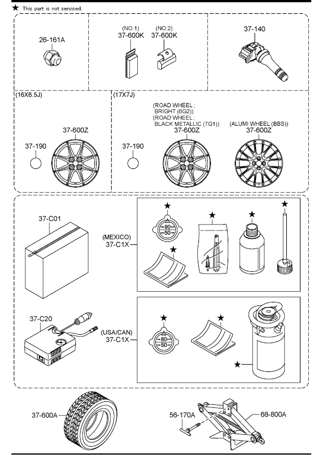 Diagram TIRES & JACK for your 2022 Mazda MX-5 Miata  RF GT 