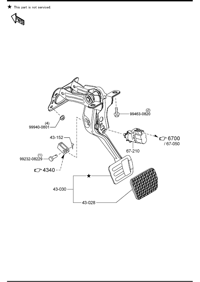 Diagram AUTOMATIC TRANSMISSION BRAKE PEDAL for your Mazda