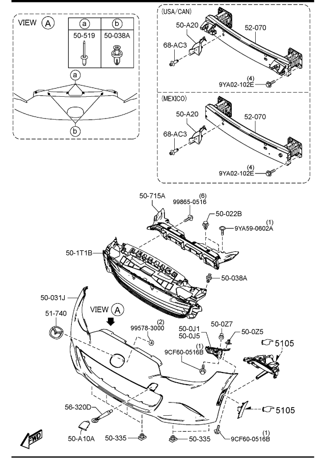 Diagram FRONT BUMPER for your 2014 Mazda MX-5 Miata   