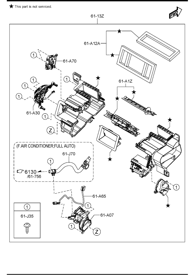 Diagram HEATER UNIT COMPONENTS for your Mazda
