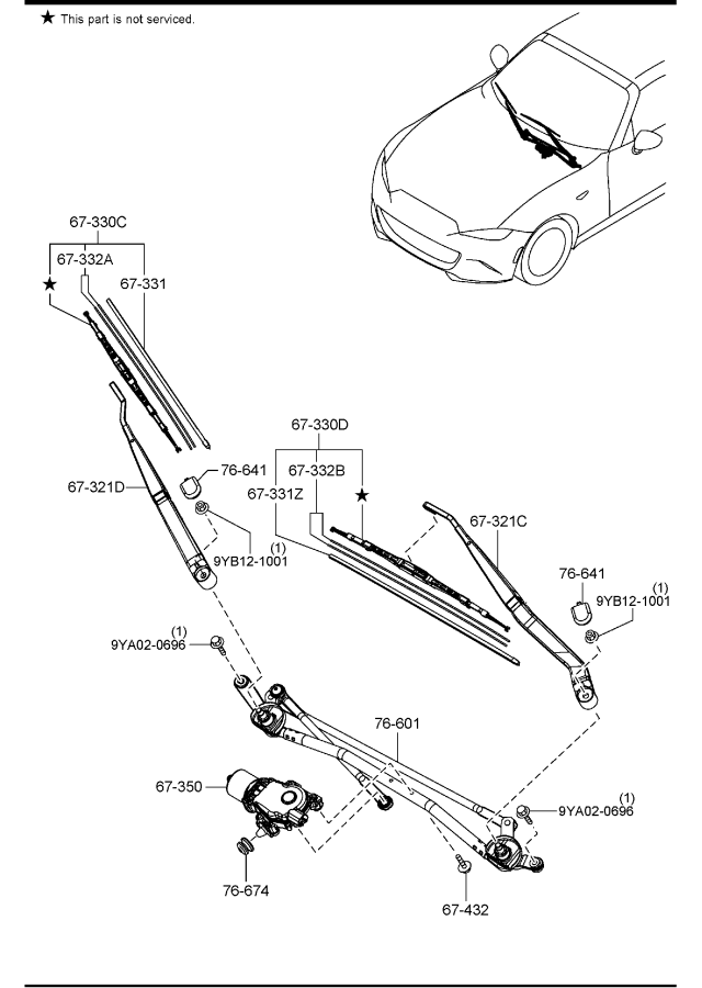 Diagram WINDSHIELD WIPERS for your Mazda