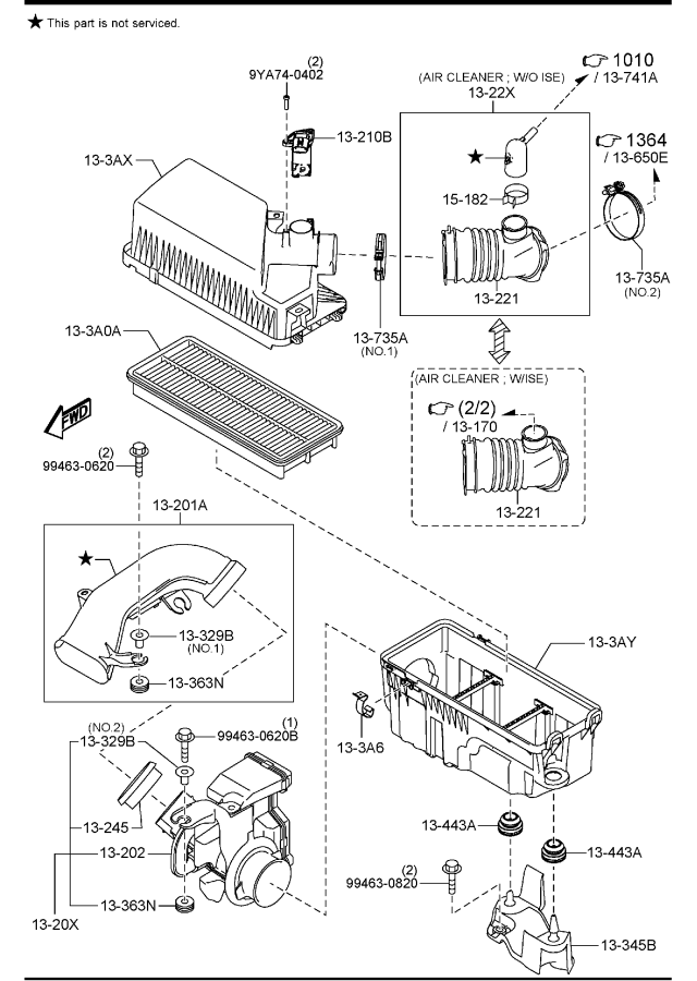 Diagram AIR CLEANER for your 1996 Mazda
