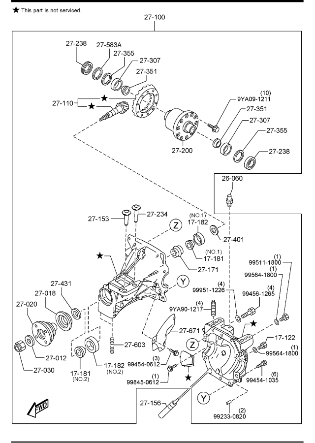 Diagram REAR DIFFERENTIALS (LIMITED SLIP DIFF.) for your 2012 Mazda CX-9   
