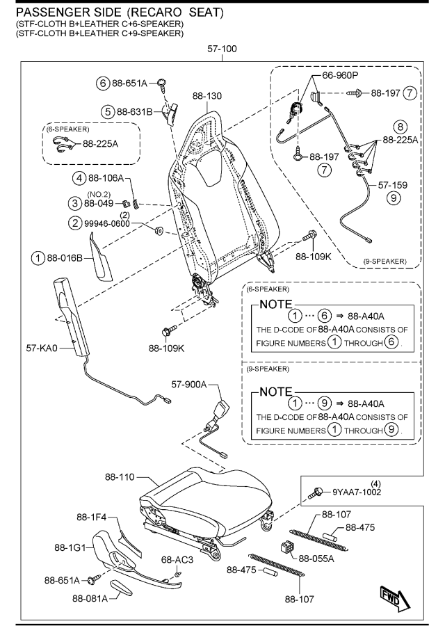 Diagram SEATS (W/O RETRACTABLE HARD TOP)(USA & CANADA) for your Mazda