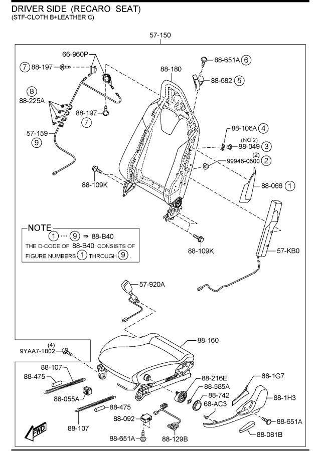 Diagram SEATS (W/RETRACTABLE HARD TOP)(USA & CANADA) for your Mazda