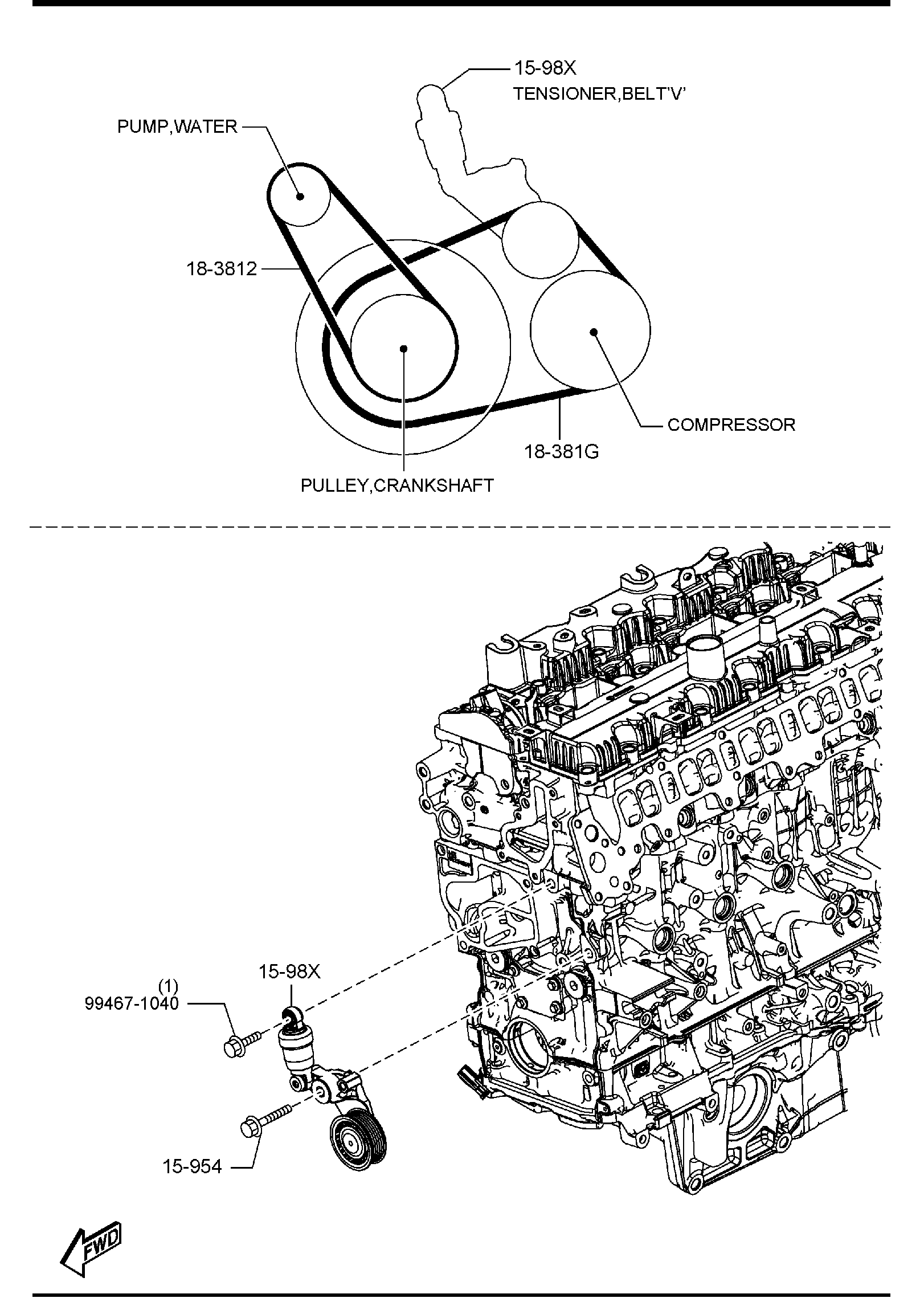 Diagram BRACKET, PULLEY & BELT (H3T) for your 2010 Mazda CX-9   